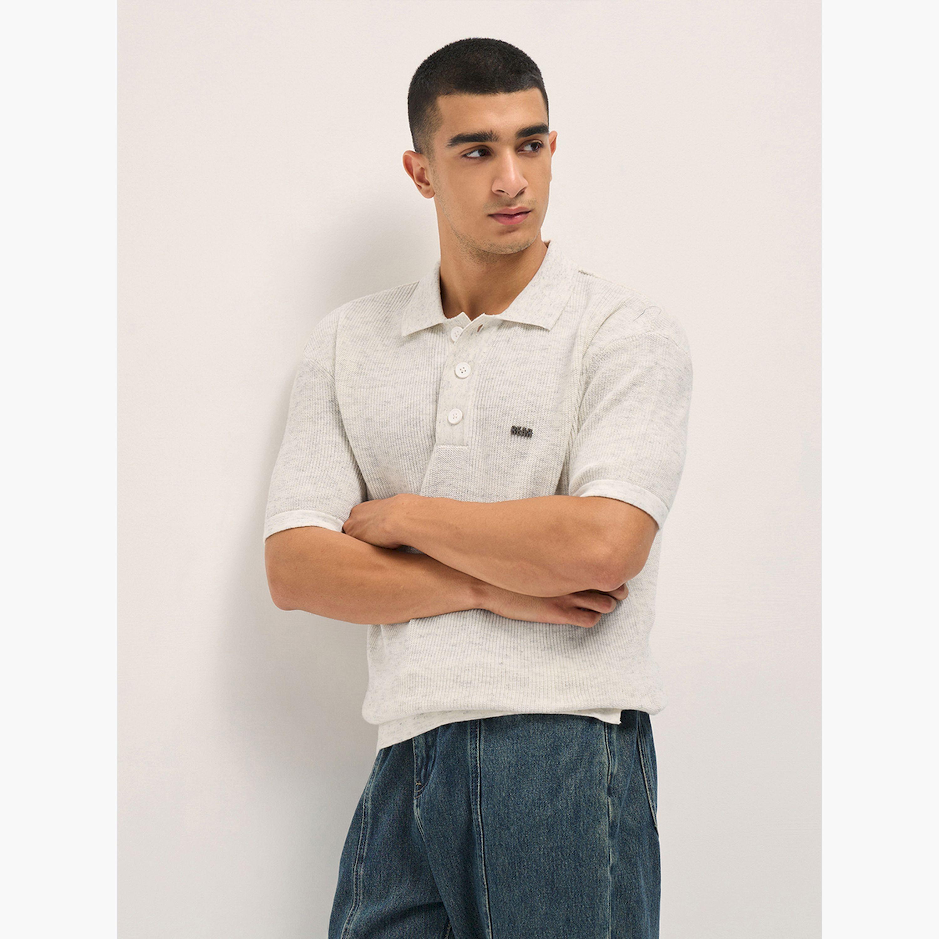 قميص بولو رجالي قطني محبوك سادة وقصة مريحة-men-clothing-tshirtsandpolos-polos-image-5