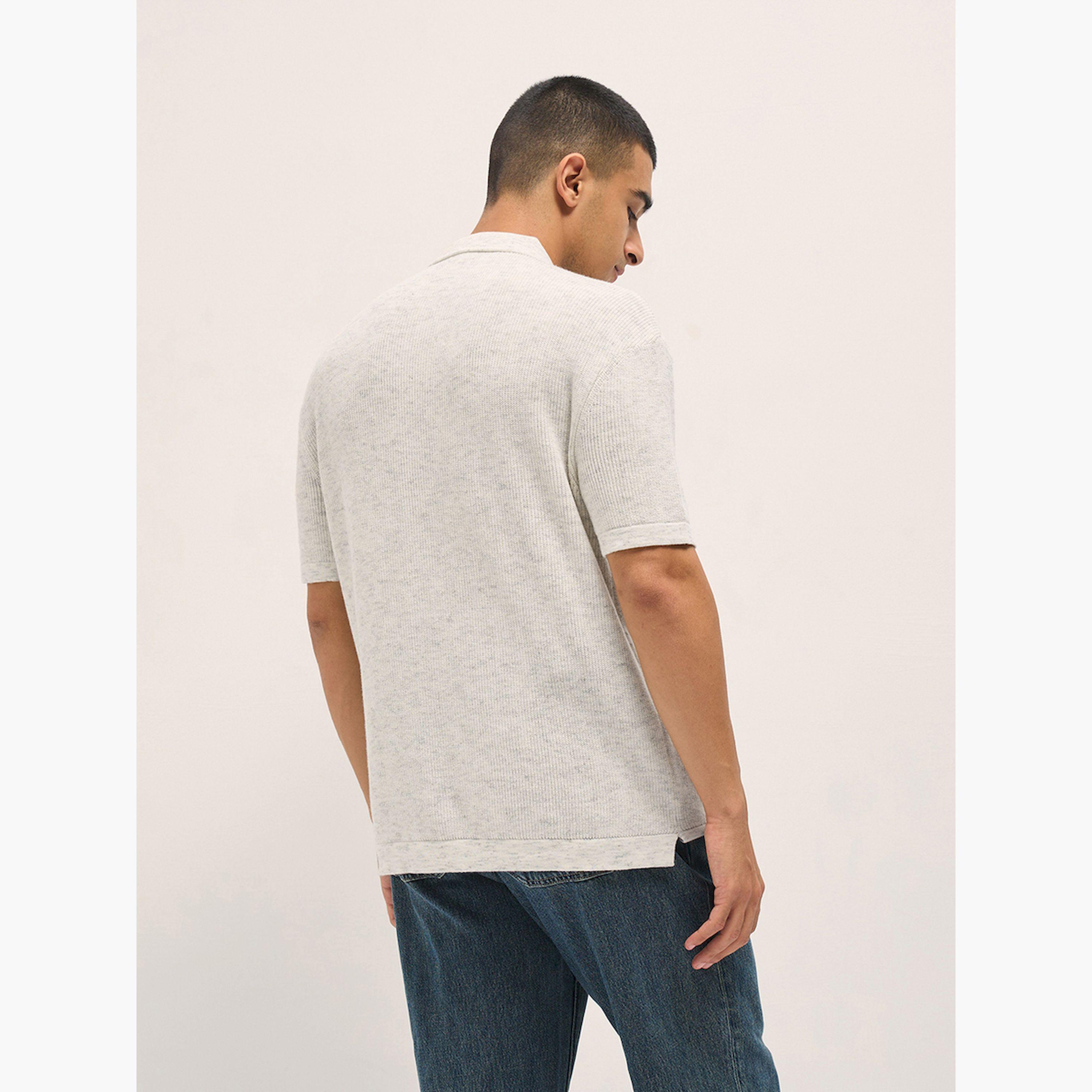 قميص بولو رجالي قطني محبوك سادة وقصة مريحة-men-clothing-tshirtsandpolos-polos-image-6