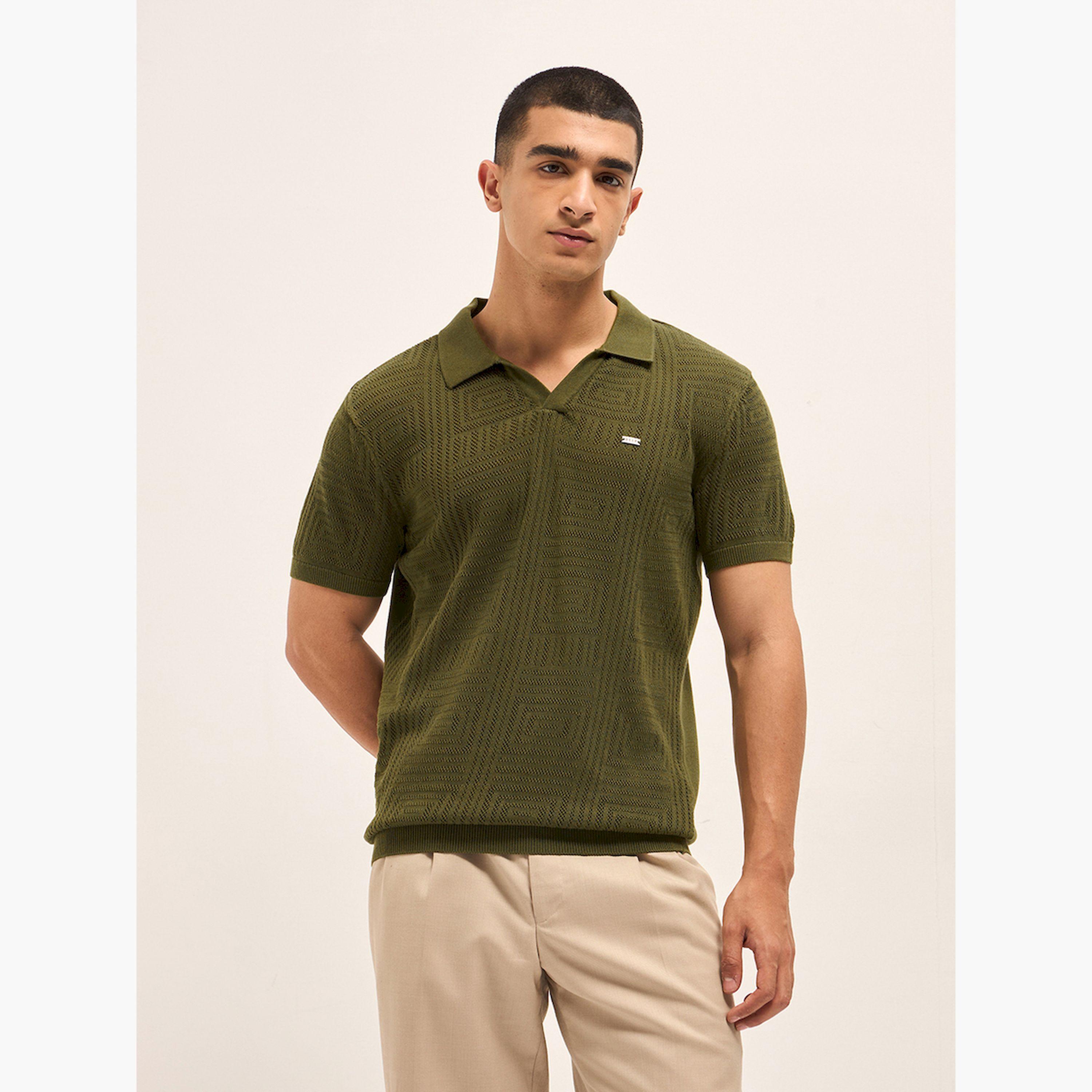 قميص بولو رجالي قطن خالص وقصة ضيقة-men-clothing-tshirtsandpolos-polos-image-1