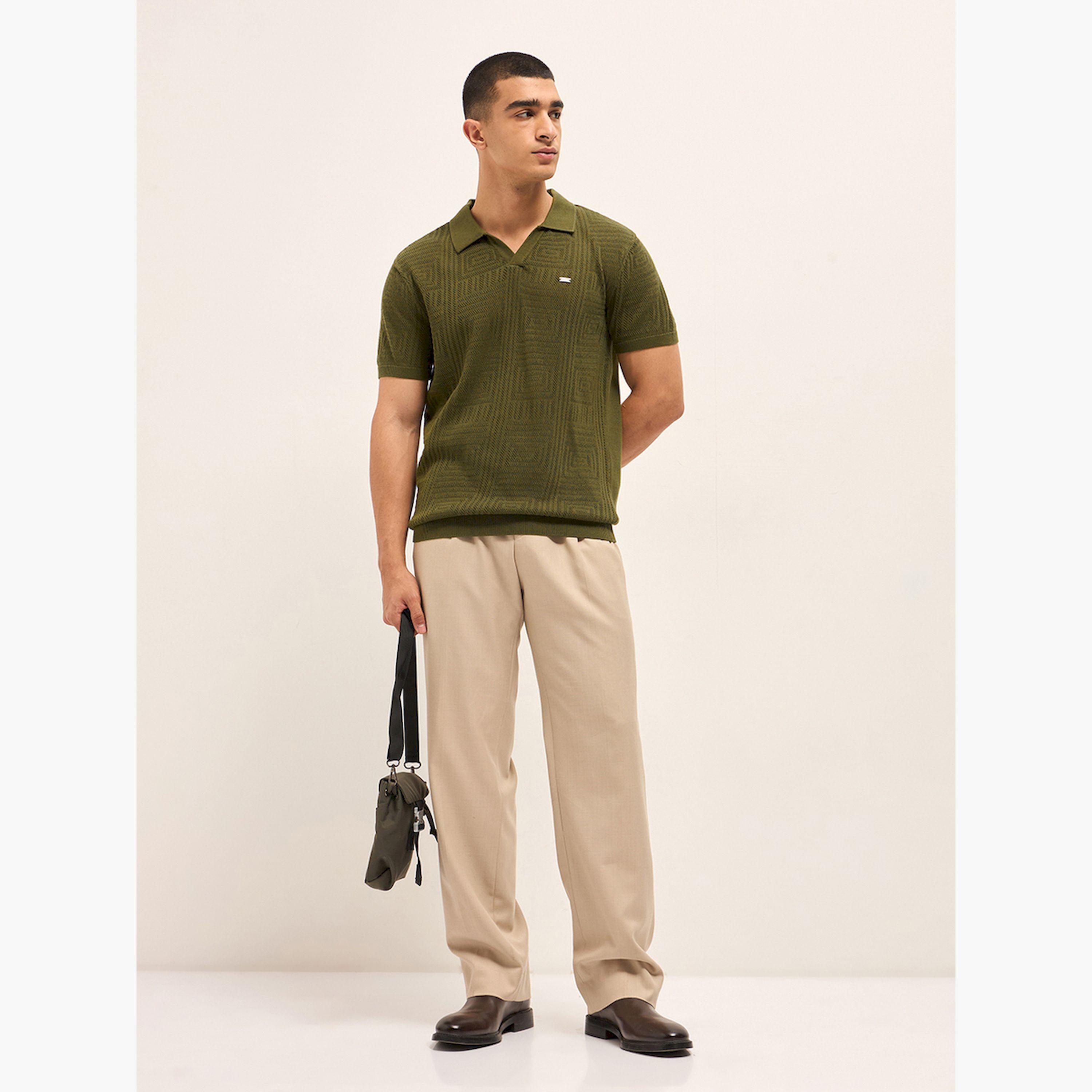 قميص بولو رجالي قطن خالص وقصة ضيقة-men-clothing-tshirtsandpolos-polos-image-2