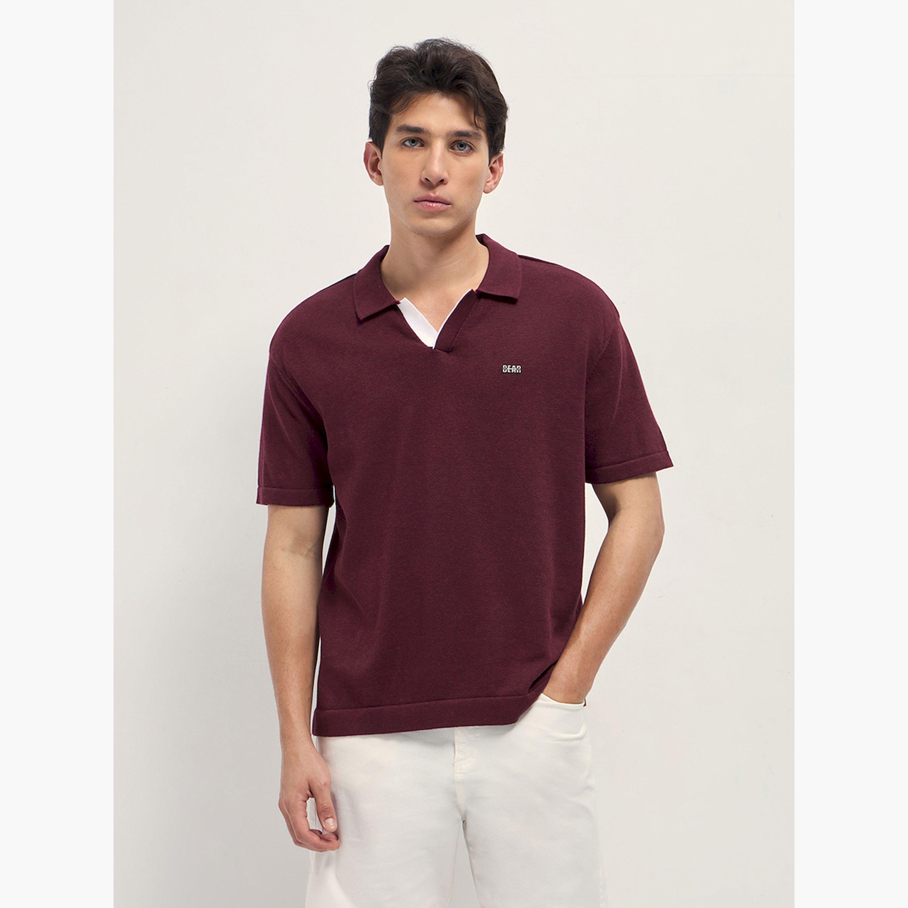 قميص بولو رجالي قطني سادة وقصة مريحة-men-clothing-tshirtsandpolos-polos-image-1