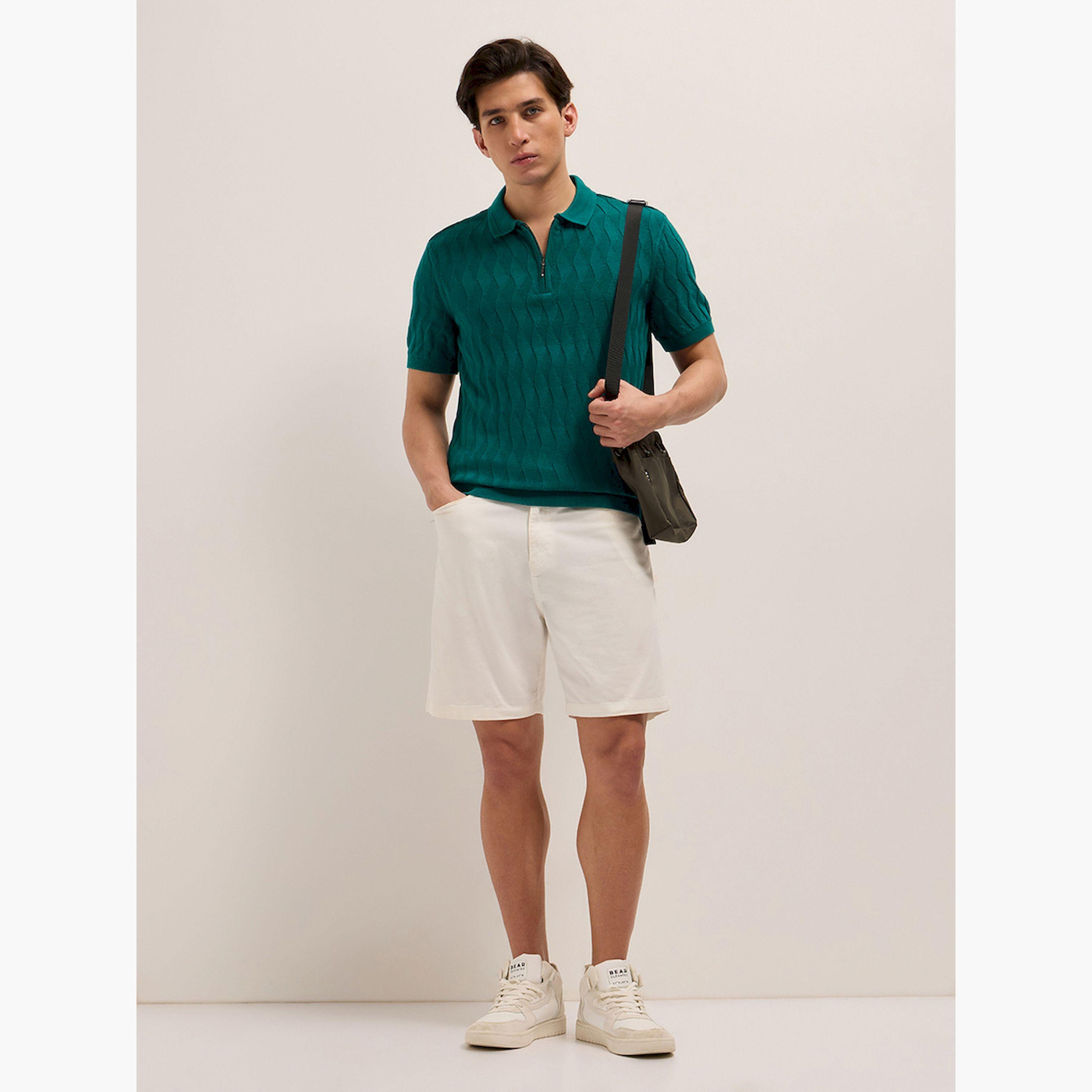 The Bear House X Styli Men Pure Cotton Textured Flat Knit Slim Fit Polo-men-clothing-tshirtsandpolos-polos-image-2