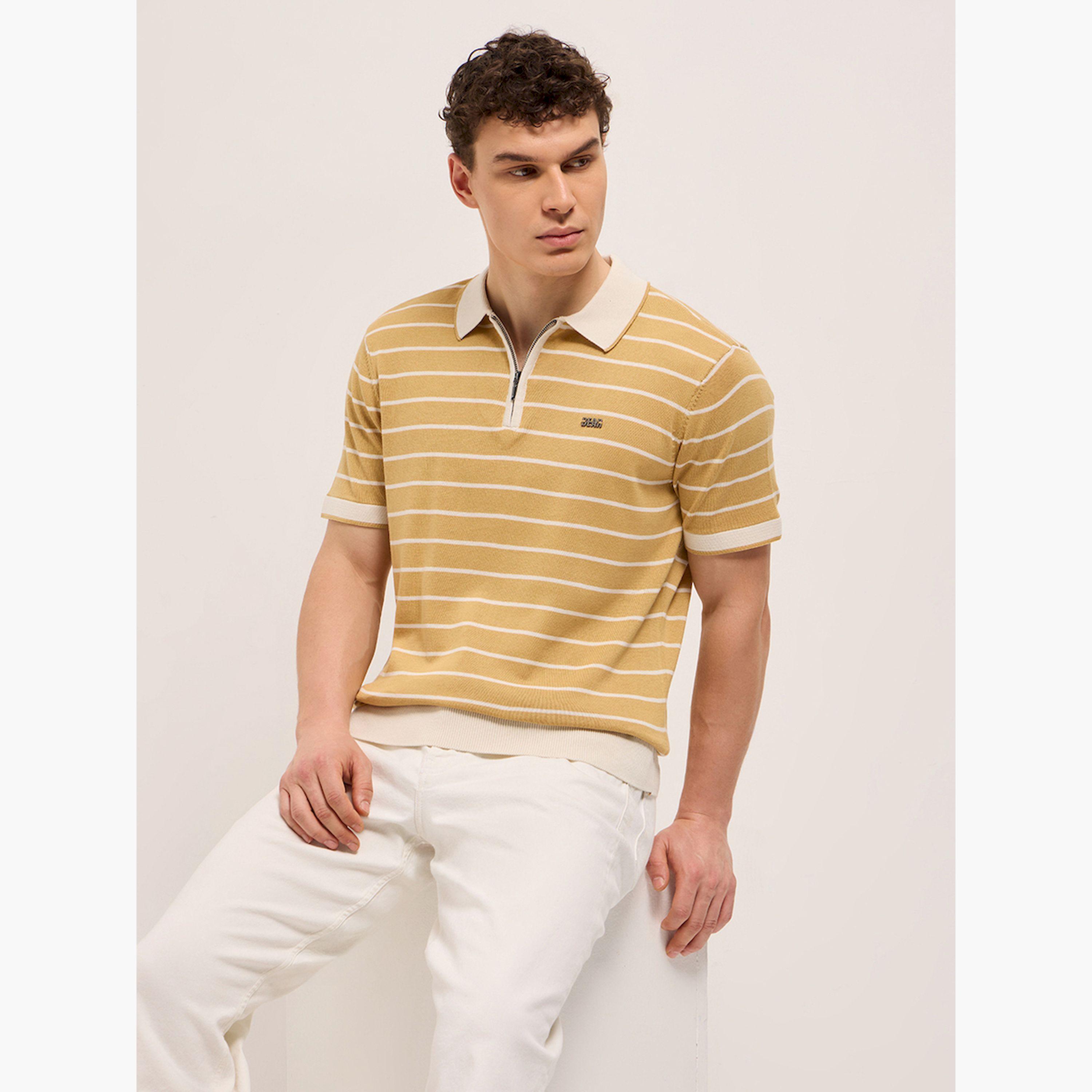 قميص بولو رجالي قطني مخطط وقصة ضيقة-men-clothing-tshirtsandpolos-polos-image-4