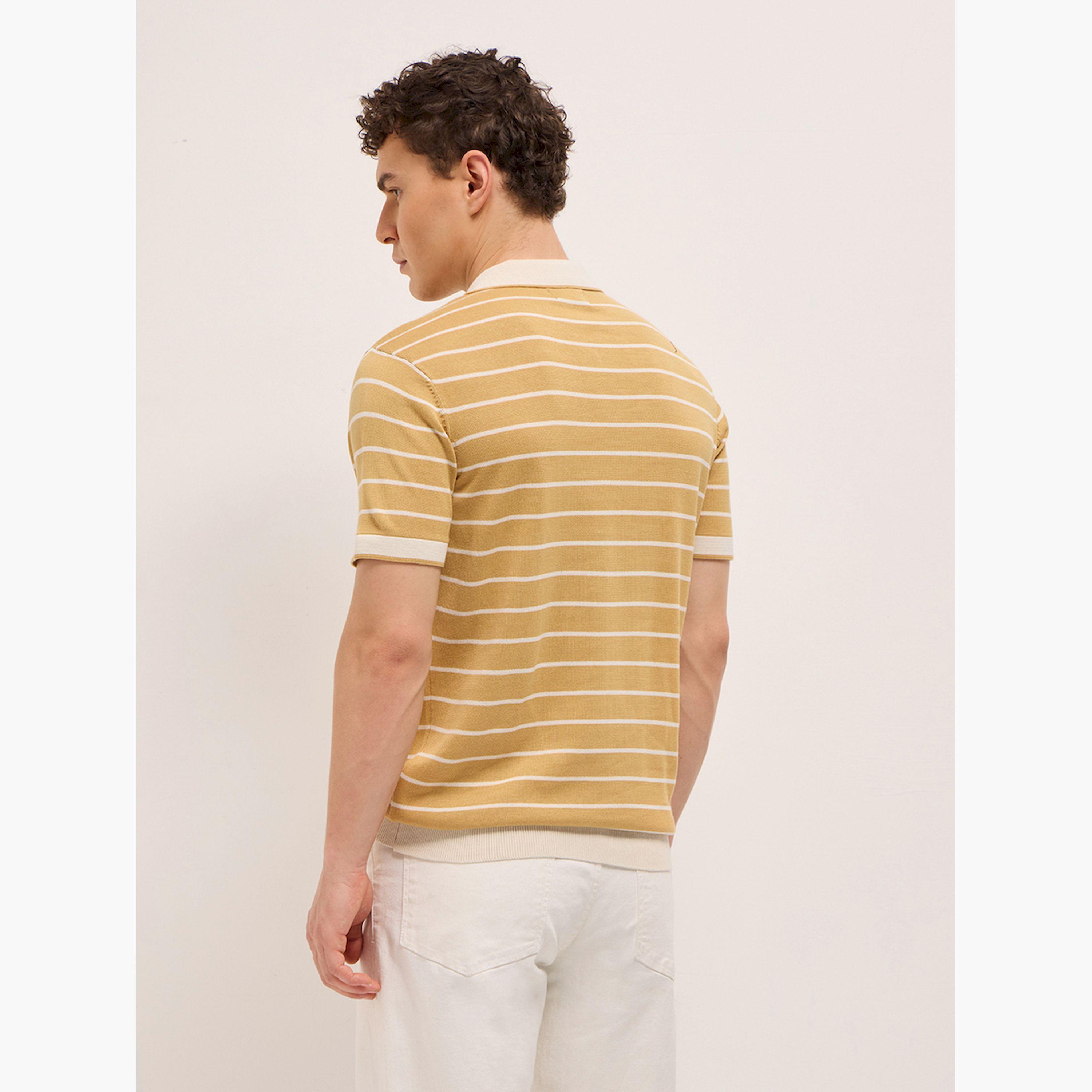 قميص بولو رجالي قطني مخطط وقصة ضيقة-men-clothing-tshirtsandpolos-polos-image-5
