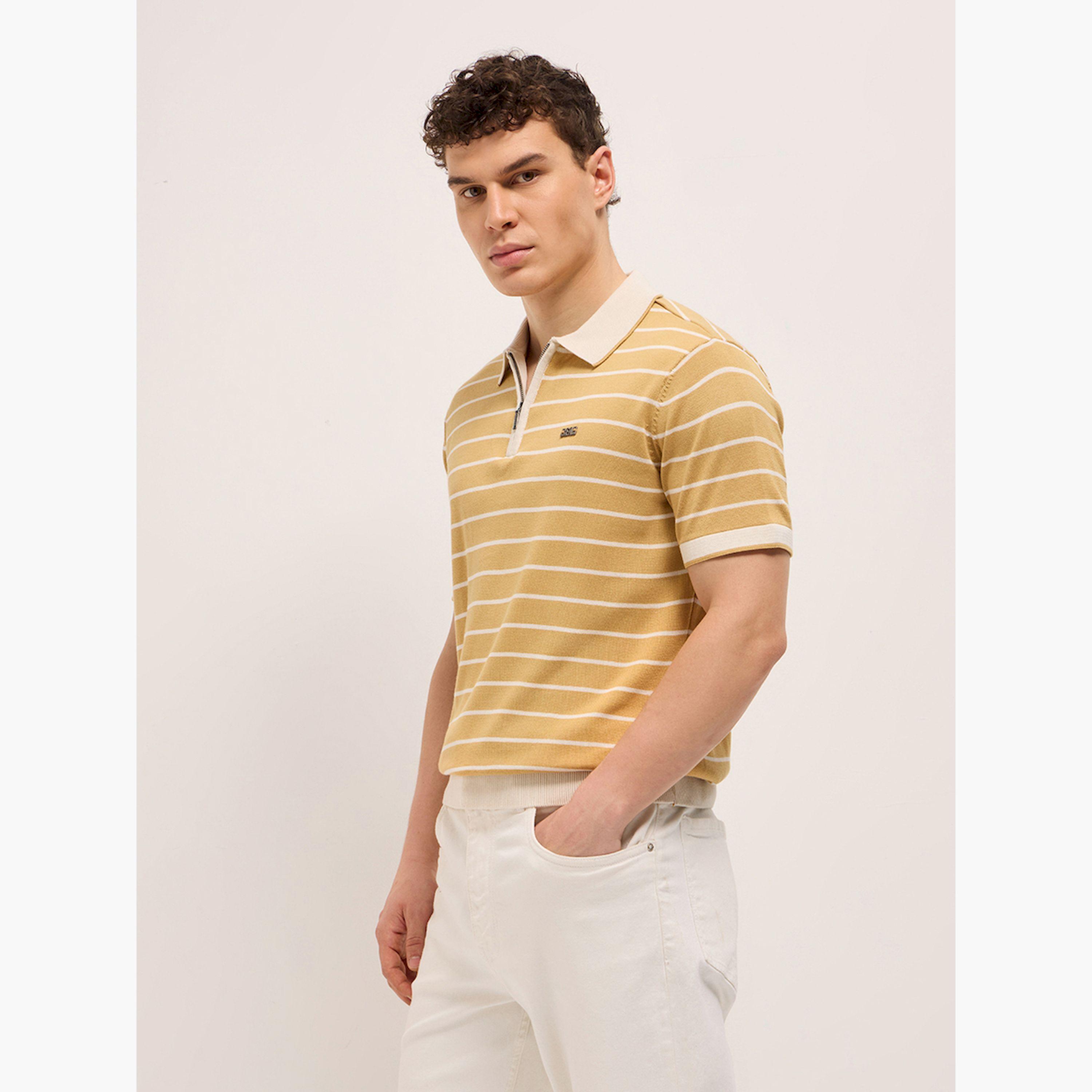 قميص بولو رجالي قطني مخطط وقصة ضيقة-men-clothing-tshirtsandpolos-polos-image-6