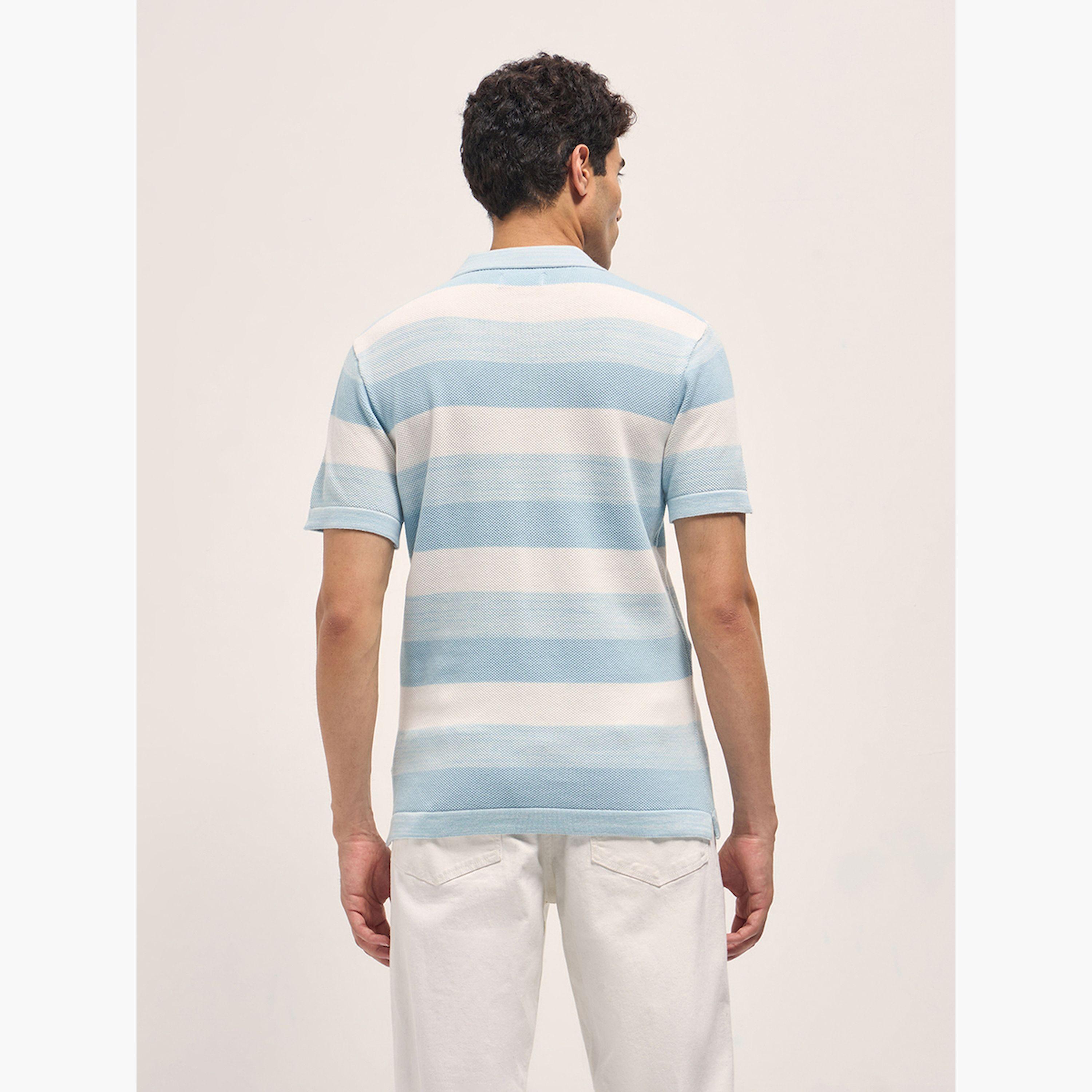 قميص بولو رجالي قطن خالص محبوك مخطط وقصة ضيقة-men-clothing-tshirtsandpolos-polos-image-5