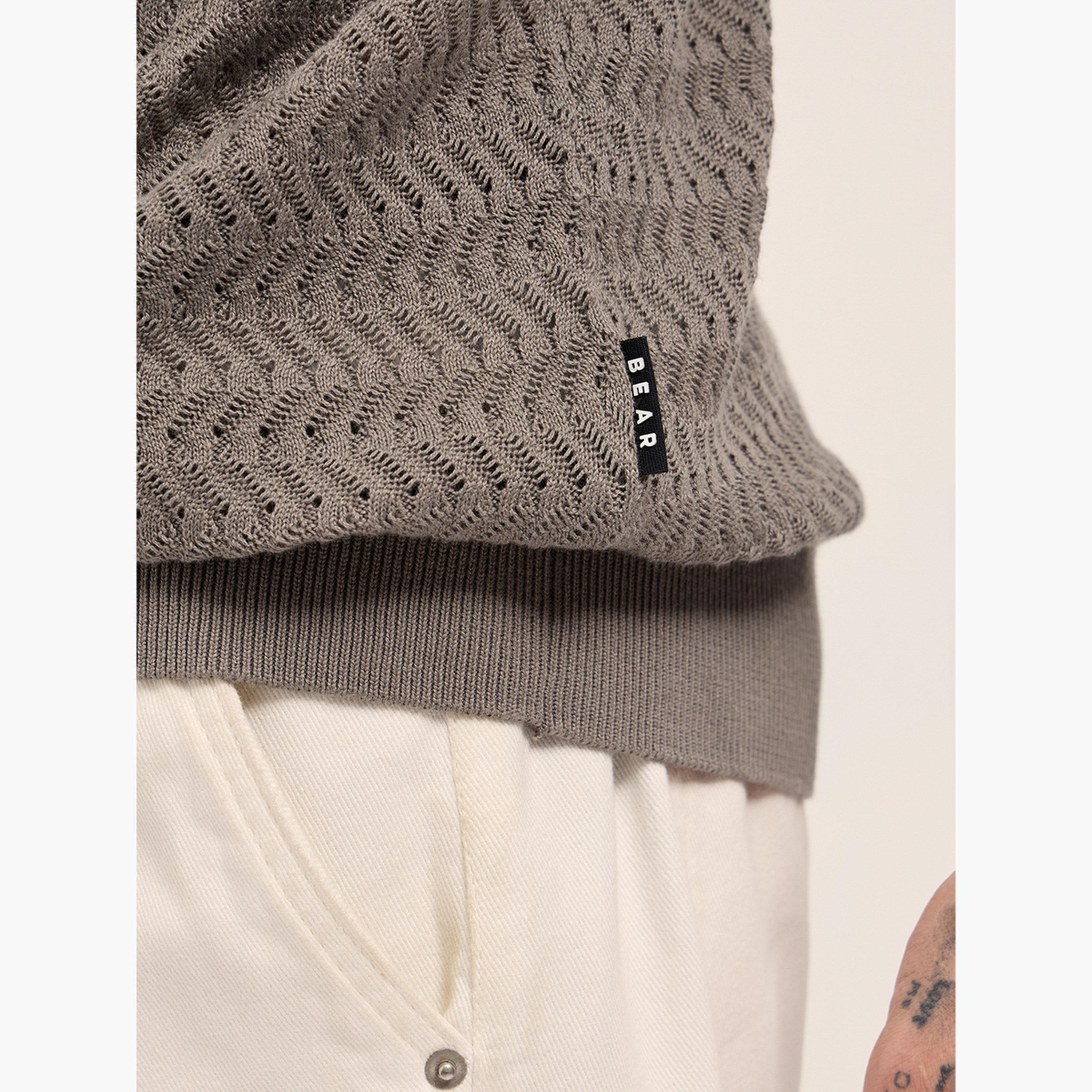قميص بولو رجالي قطن خالص بارز الملمس وقصة ضيقة-men-clothing-tshirtsandpolos-polos-image-4
