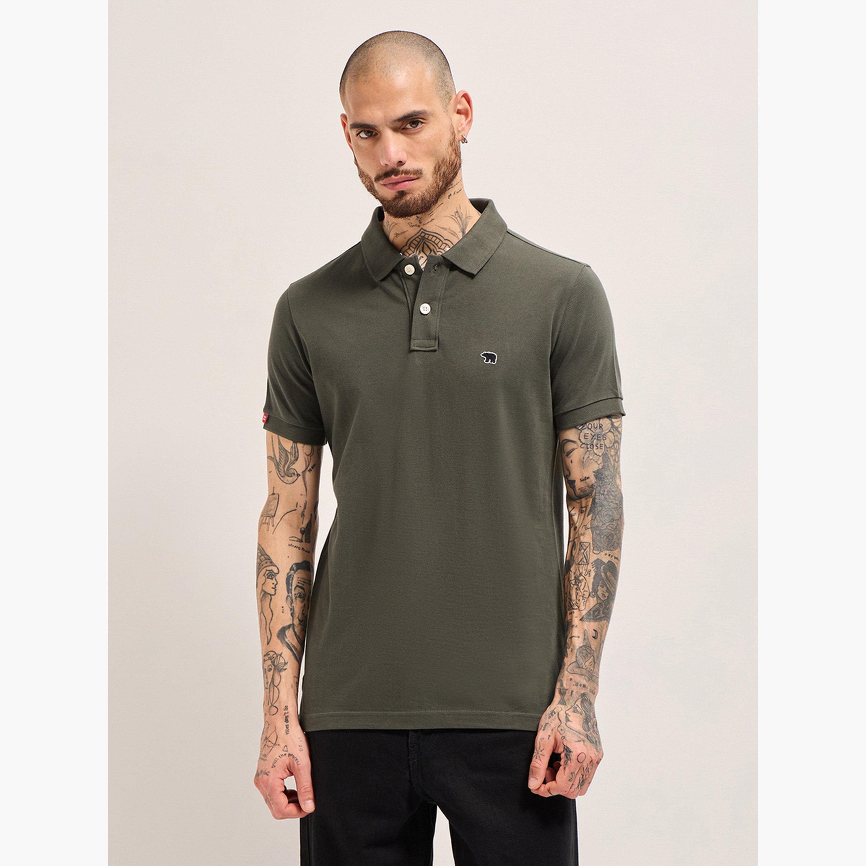 قميص بولو رجالي قطني سادة وقصة عادية-men-clothing-tshirtsandpolos-polos-image-1