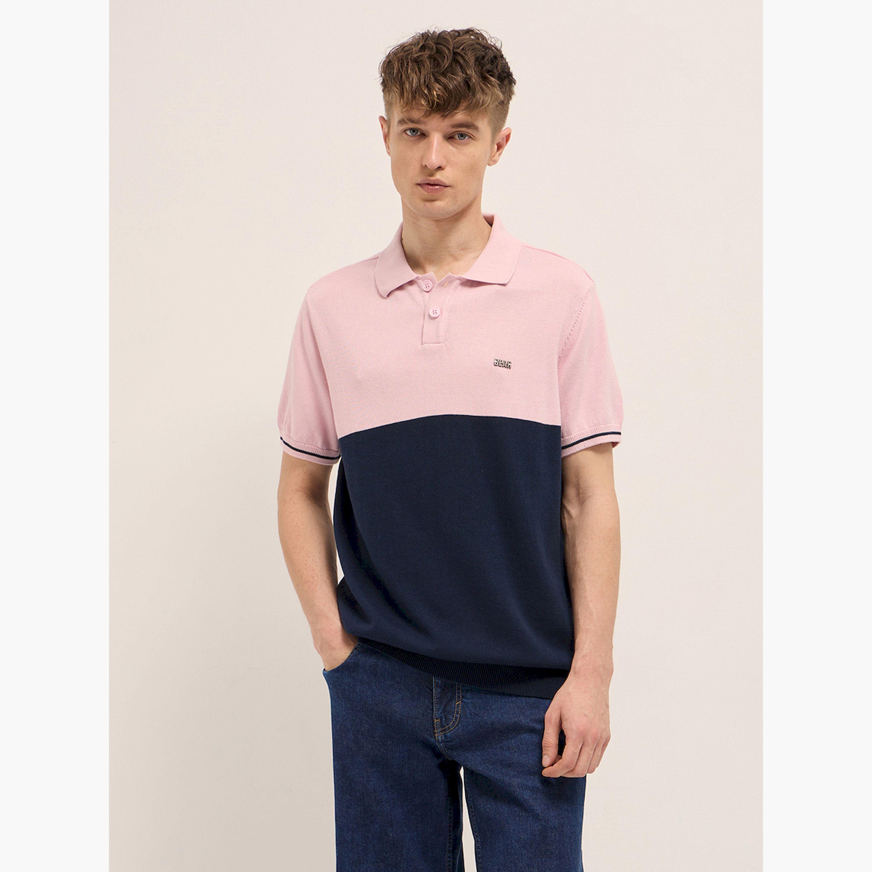 قميص بولو رجالي قطن خالص بتصميم كتل الألوان-men-clothing-tshirtsandpolos-polos-image-1