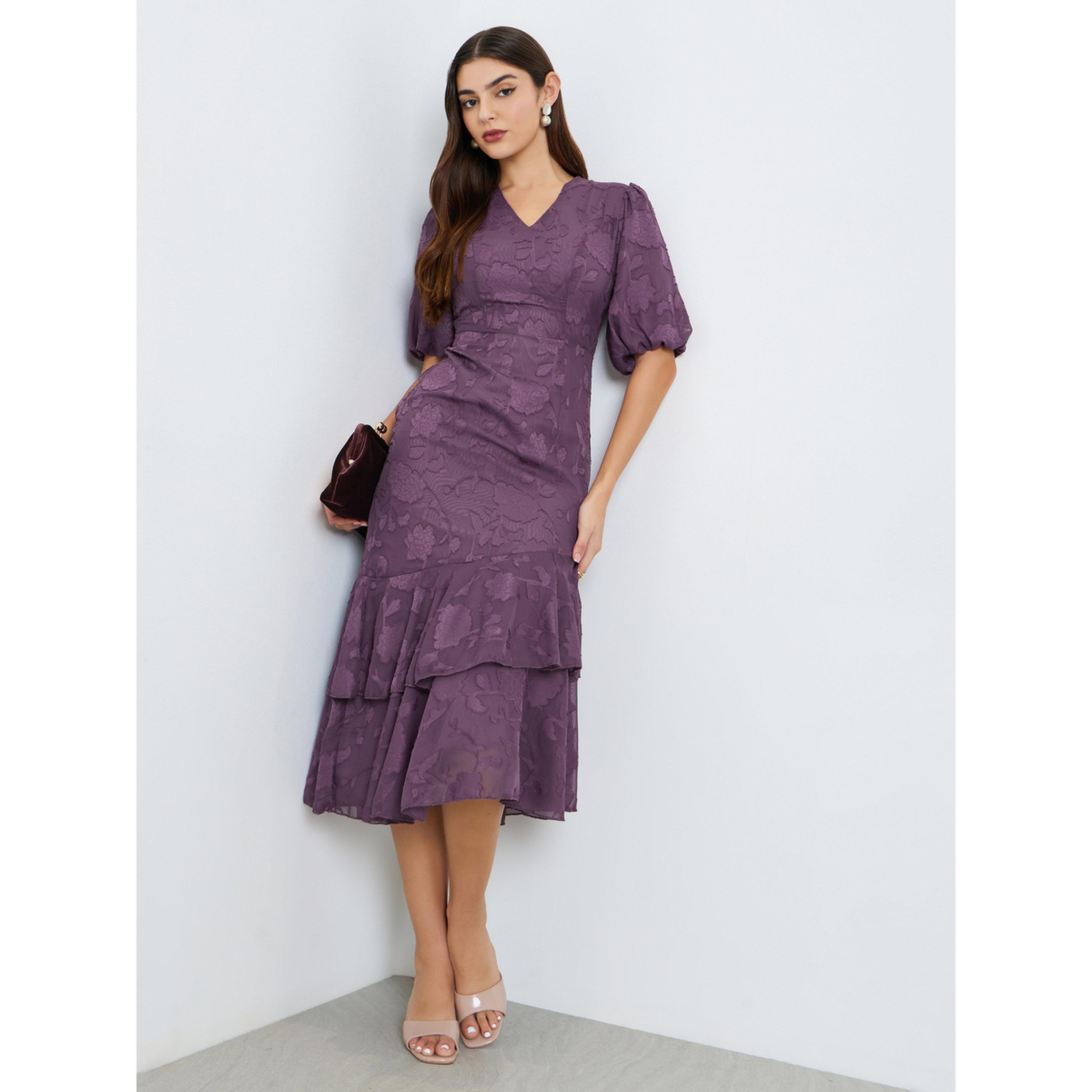 فستان ميدي حورية البحر بأكمام منفوخة-women-clothing-dresses-image-1