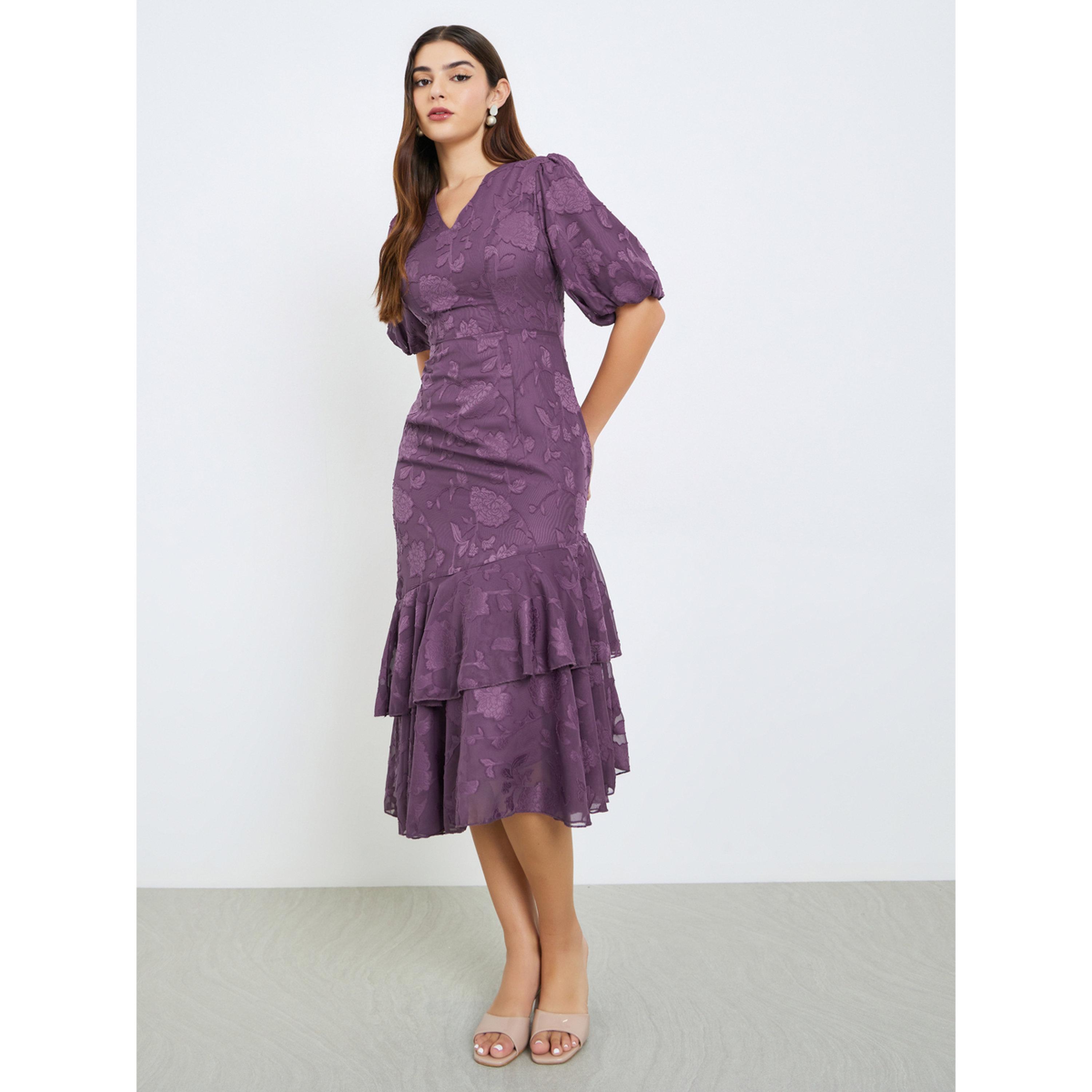 فستان ميدي حورية البحر بأكمام منفوخة-women-clothing-dresses-image-3