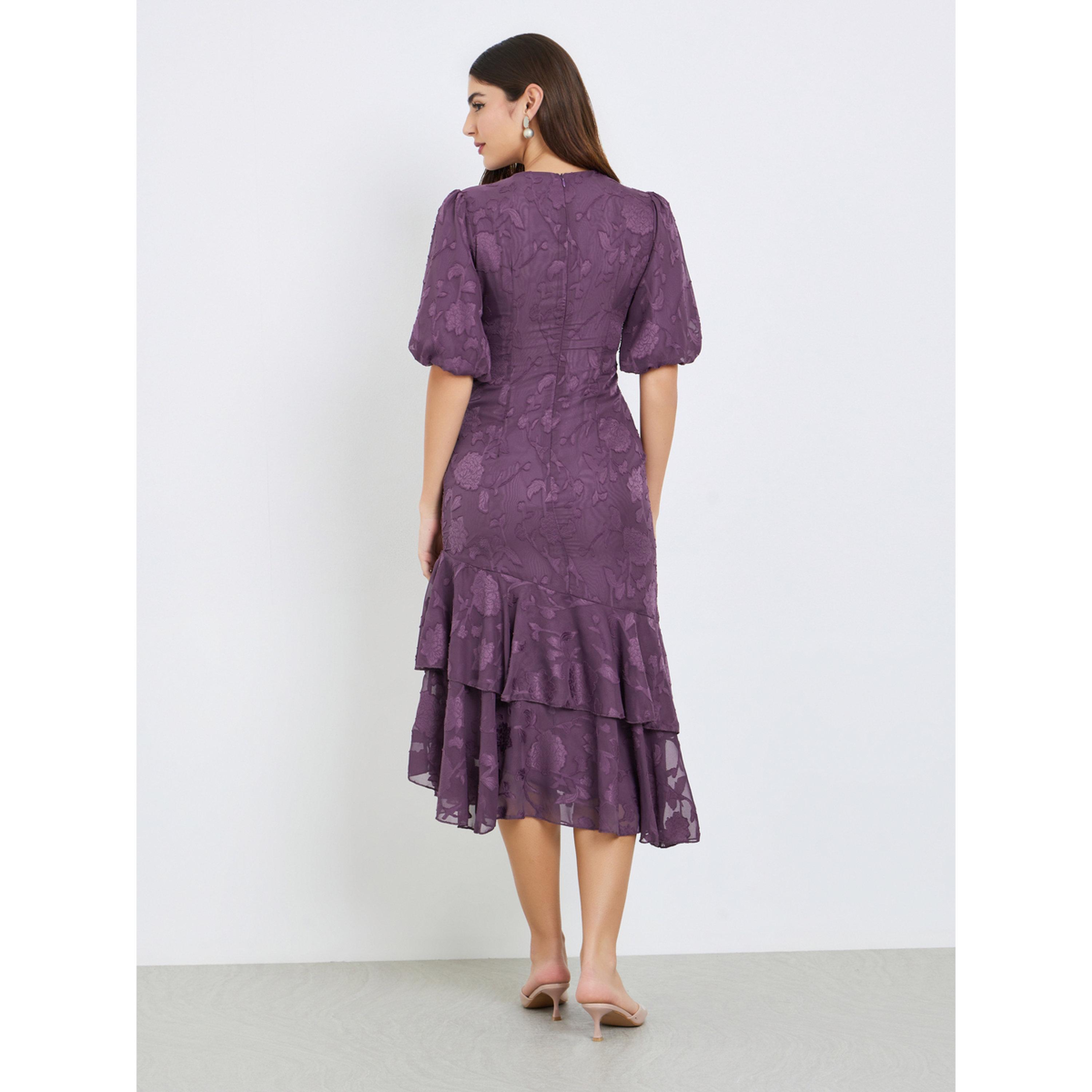 فستان ميدي حورية البحر بأكمام منفوخة-women-clothing-dresses-image-4