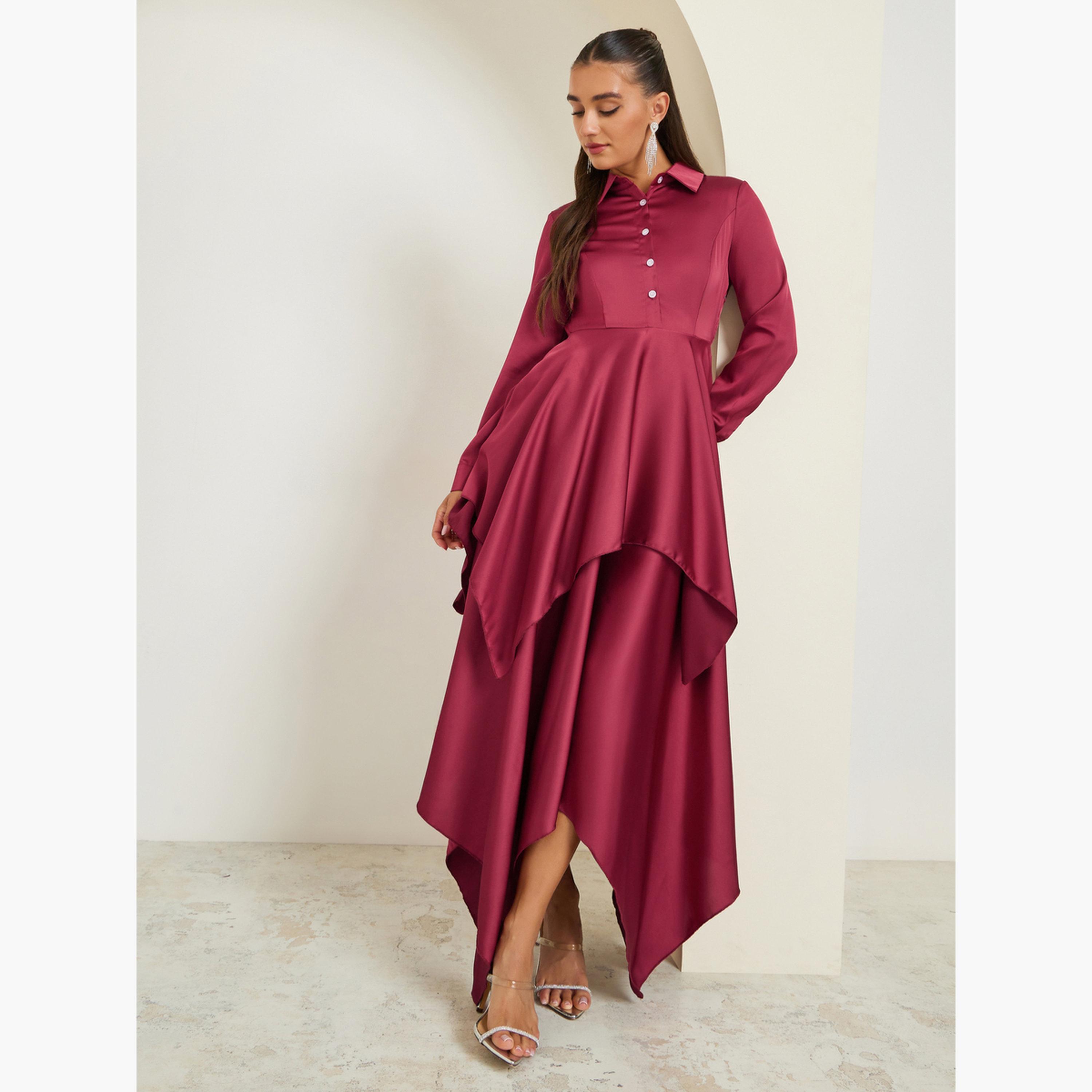 Styli Women Satin Asymmetric Hem Layered Maxi Dress-women-clothing-dresses-image-2