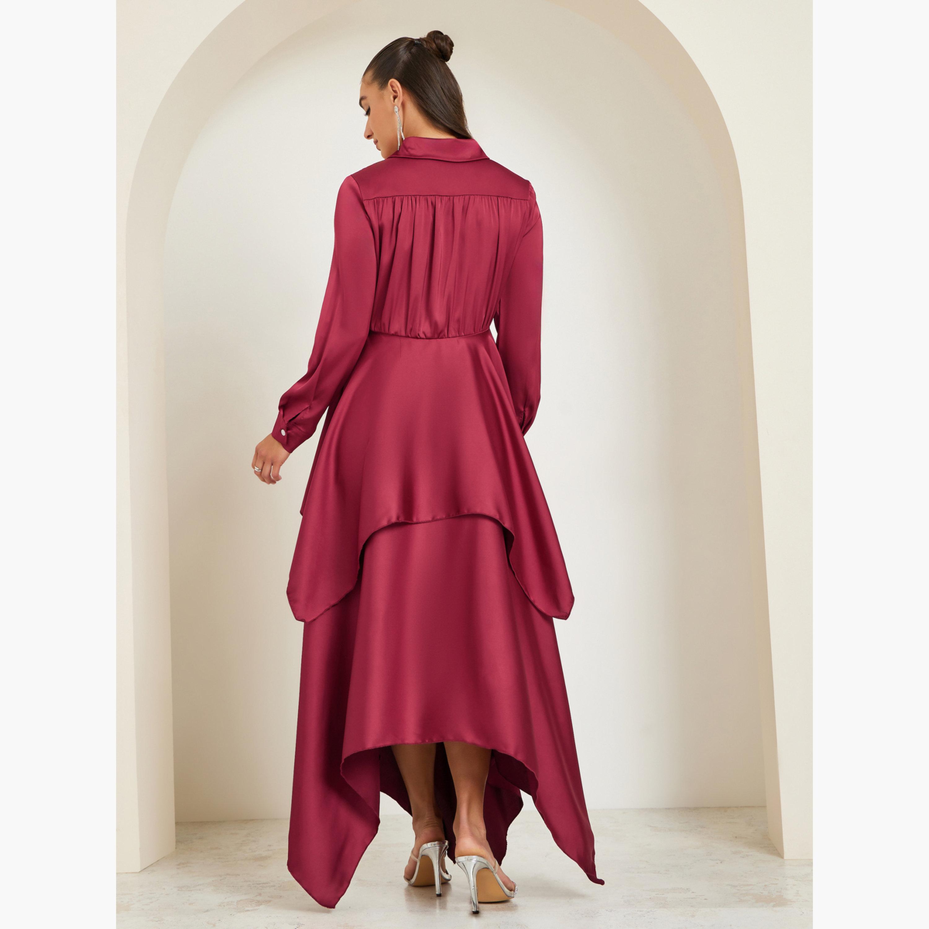 فستان طويل ساتان بطبقات وحافة غير متماثلة-women-clothing-dresses-image-3