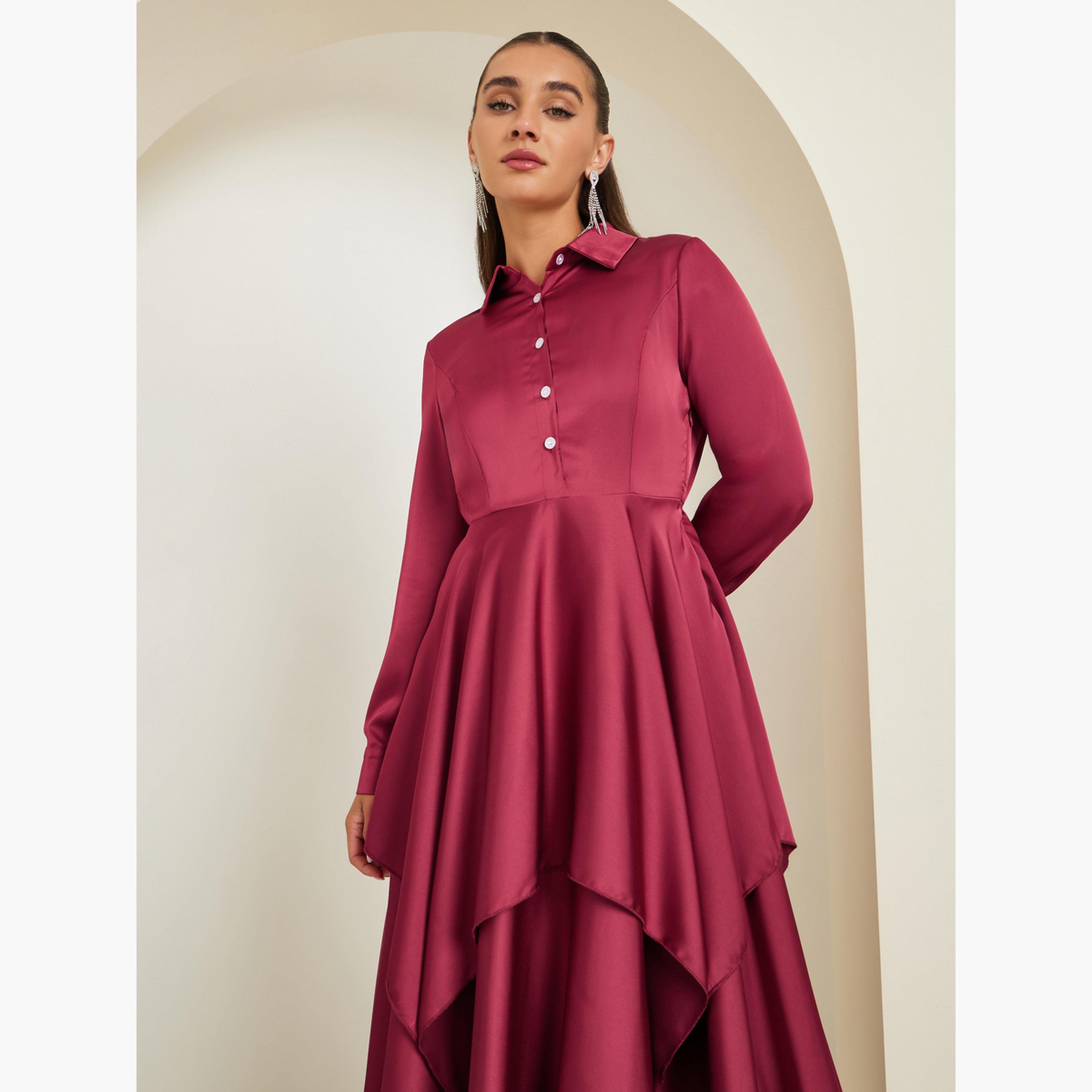 Styli Women Satin Asymmetric Hem Layered Maxi Dress-women-clothing-dresses-image-4