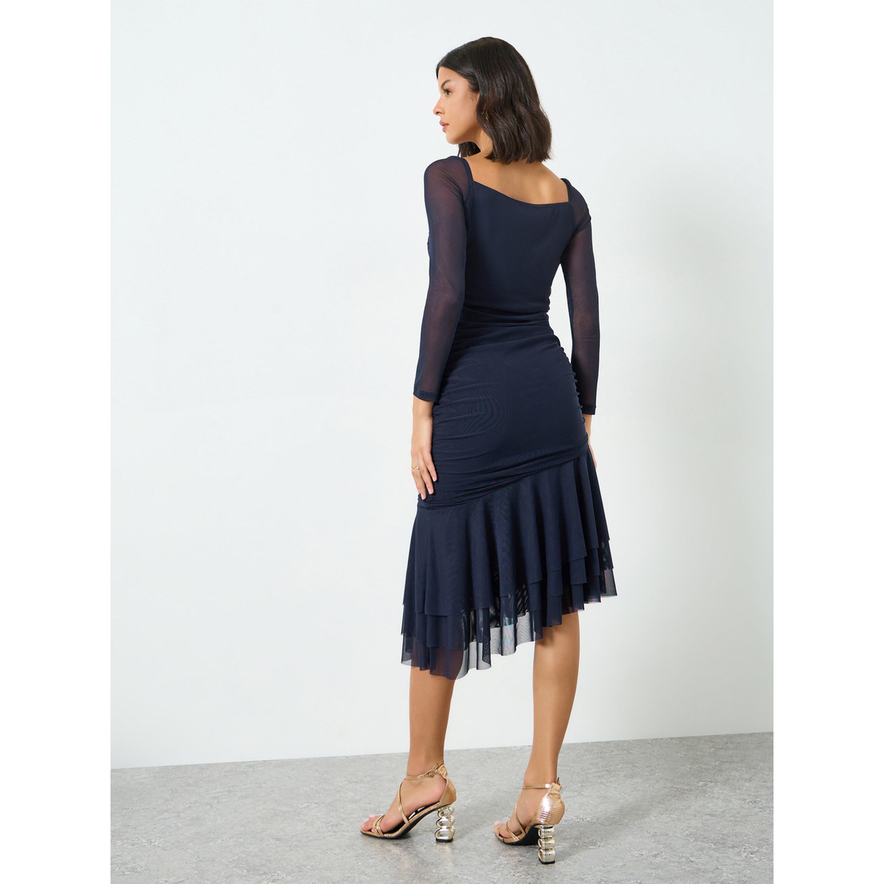 فستان ميدي مزين بطبقات وحافة ميرميد-women-clothing-dresses-image-4