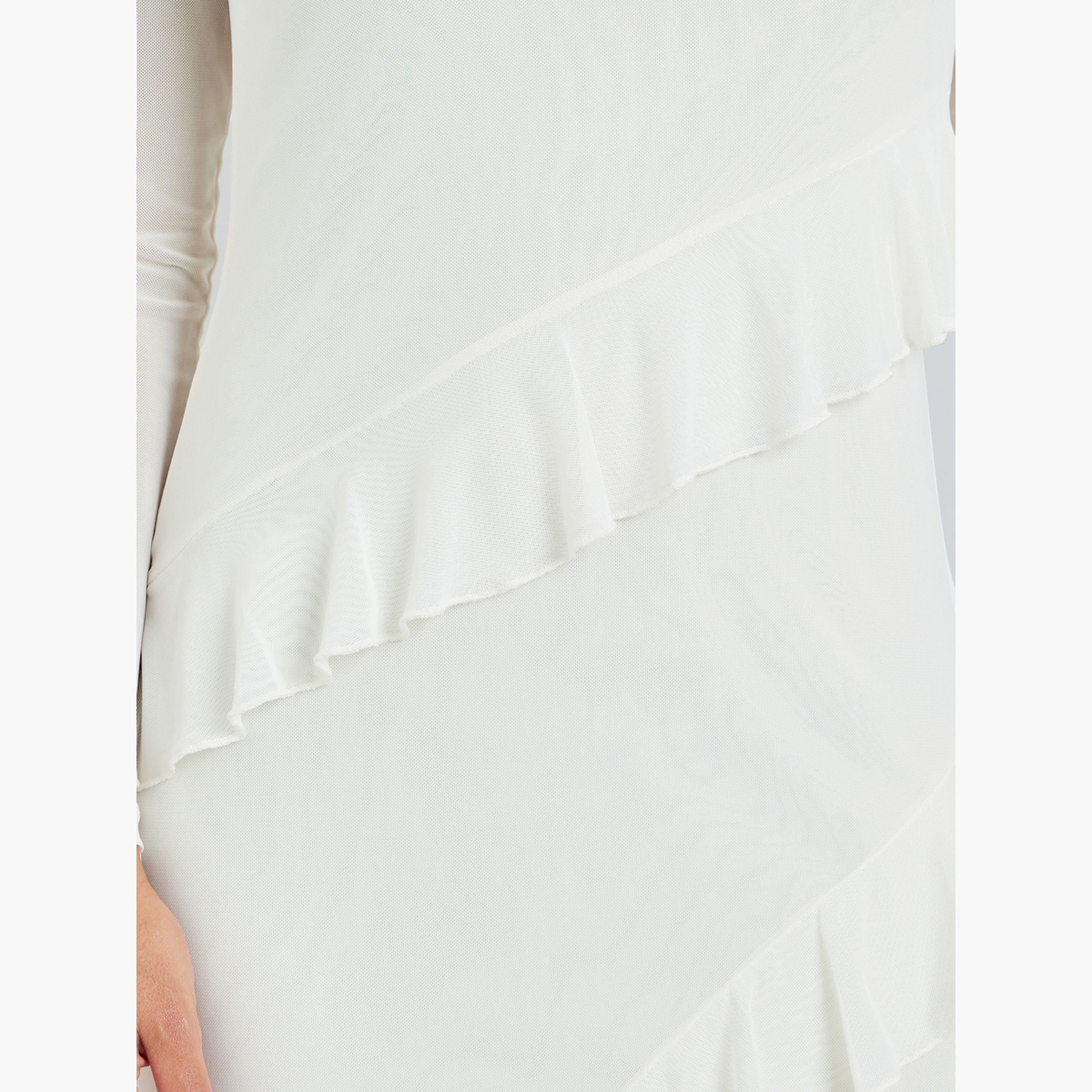فستان ماكسي ضيق بكشكش وأكمام شفافة-women-clothing-dresses-image-4