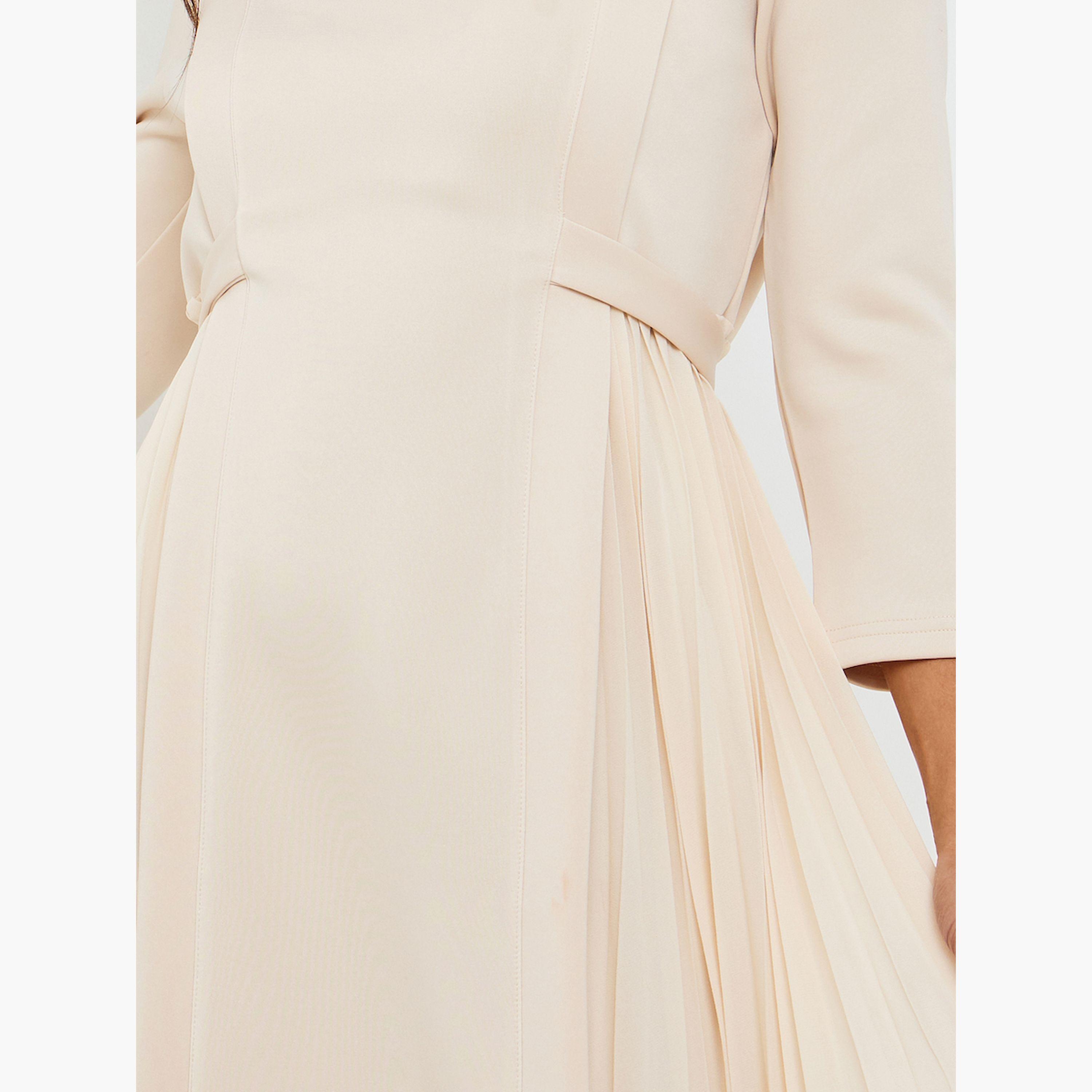 فستان ميدي بكسرات وأكمام 3/4-women-clothing-dresses-image-4