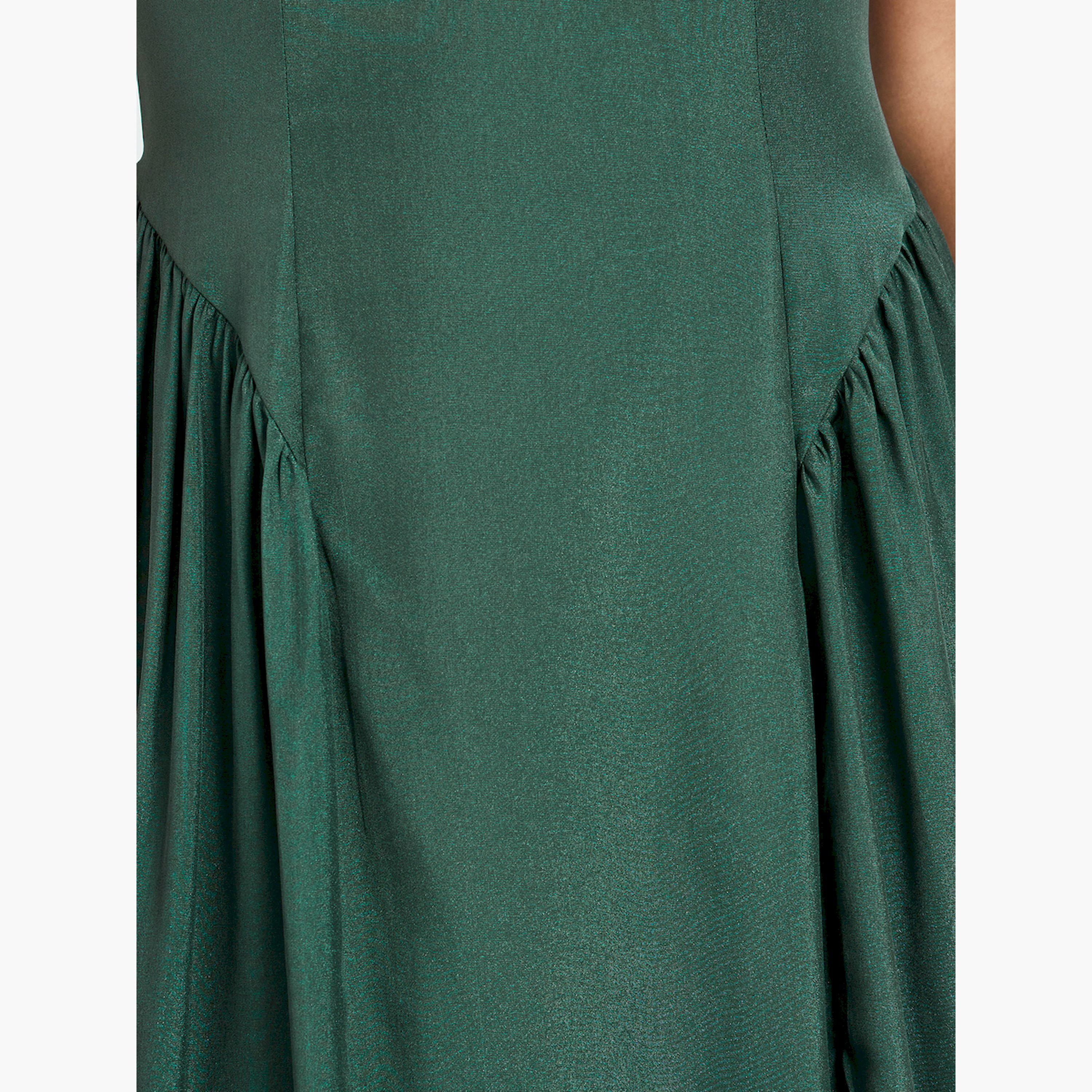 Styli Green Short Sleeves Pleated A-Line Maxi Dress-women-clothing-dresses-image-4