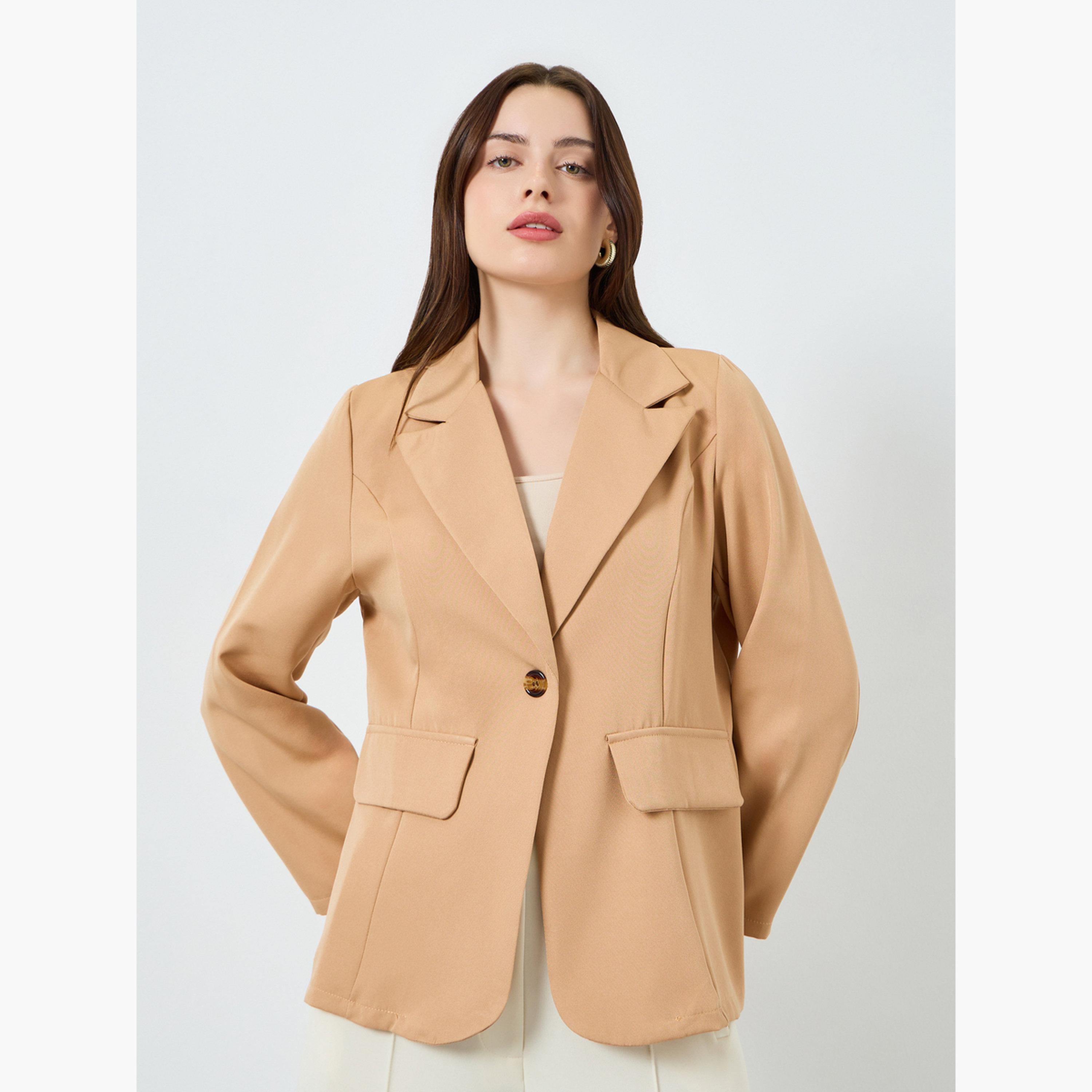 بليزر كاجوال بأزرار أمامية-women-clothing-coatsandjackets-blazers-image-1