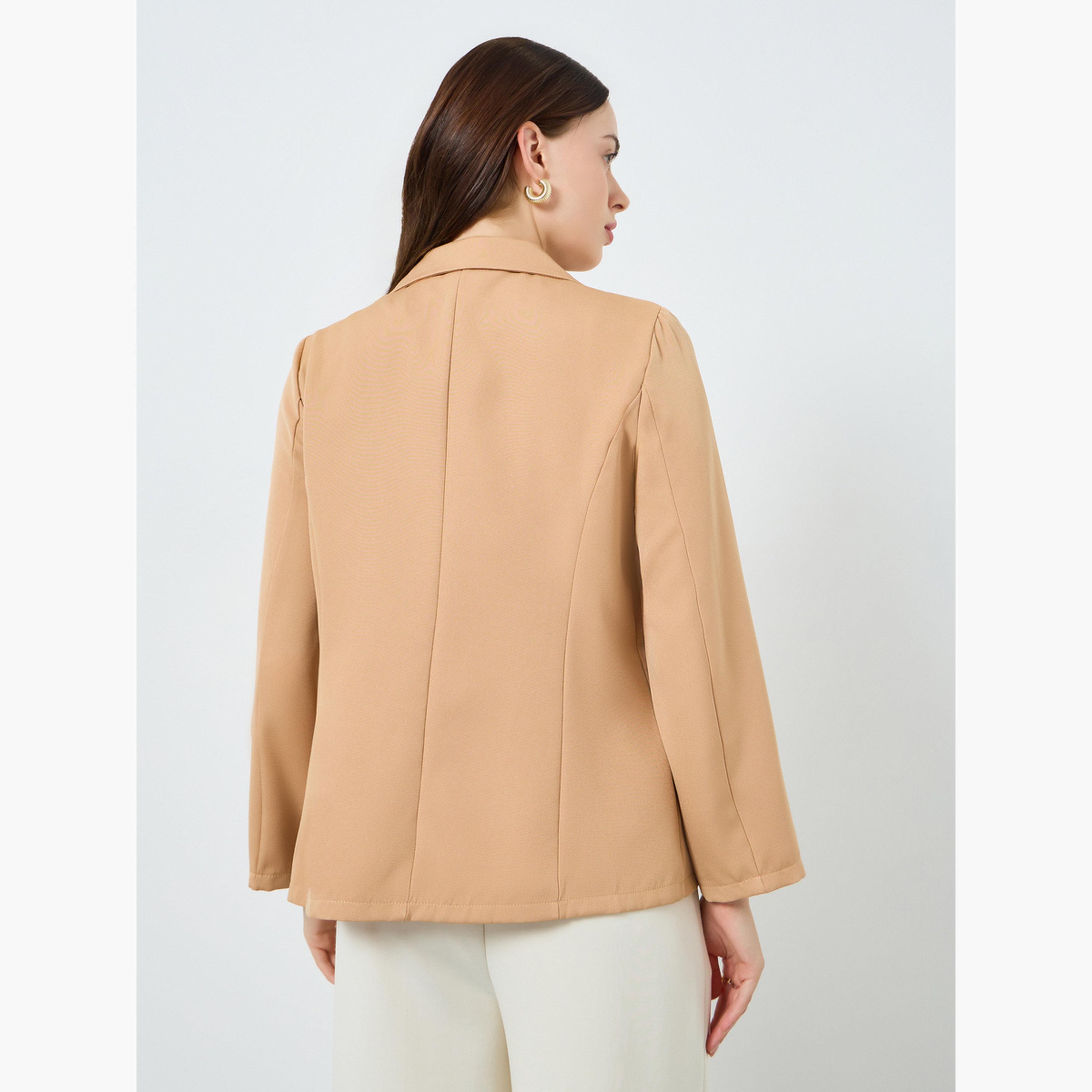 Styli Women Khaki Button-Front Blazer-women-clothing-coatsandjackets-blazers-image-4