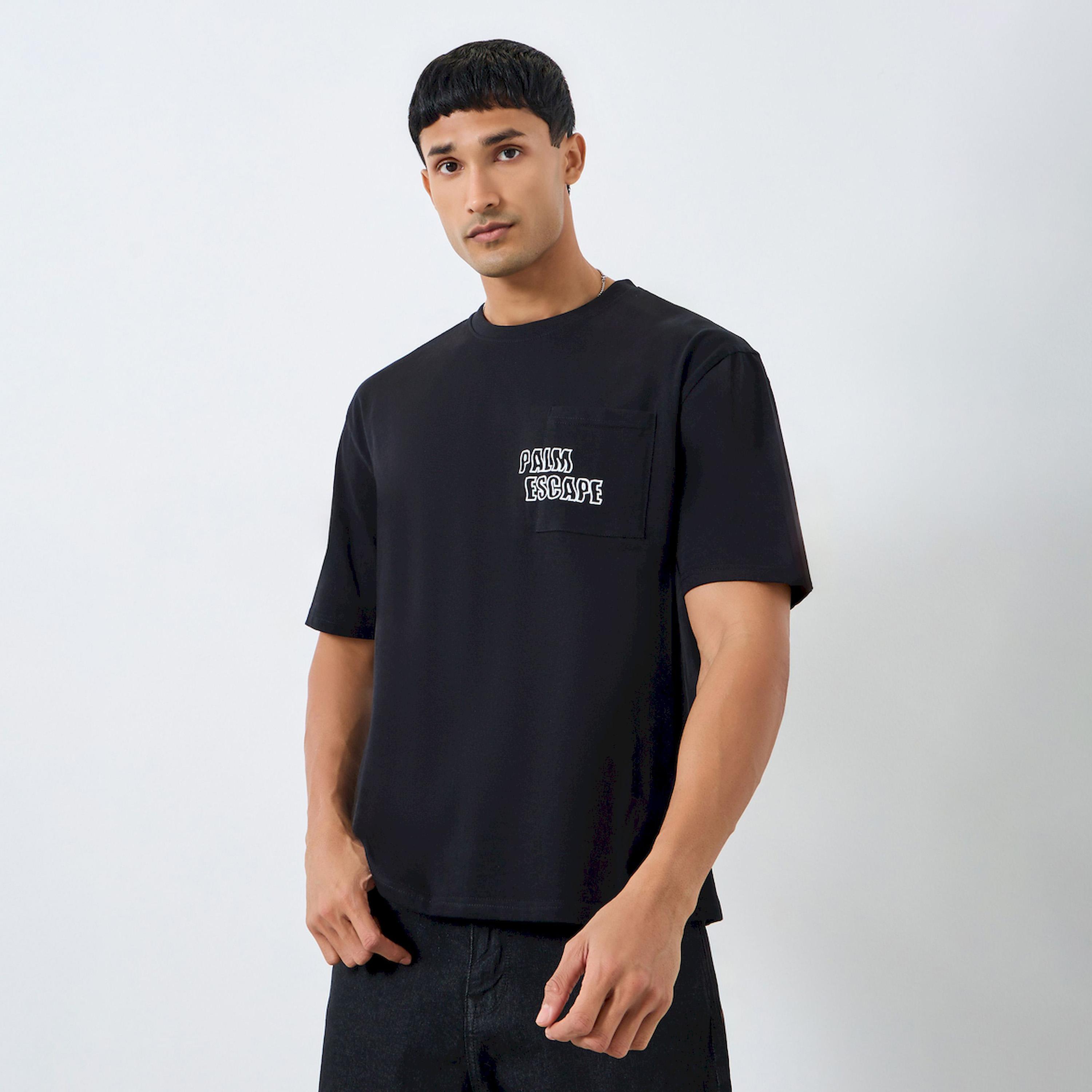 Styli Men Black Graphic Print Oversized T-Shirt-men-clothing-tshirtsandpolos-tshirts-image-1
