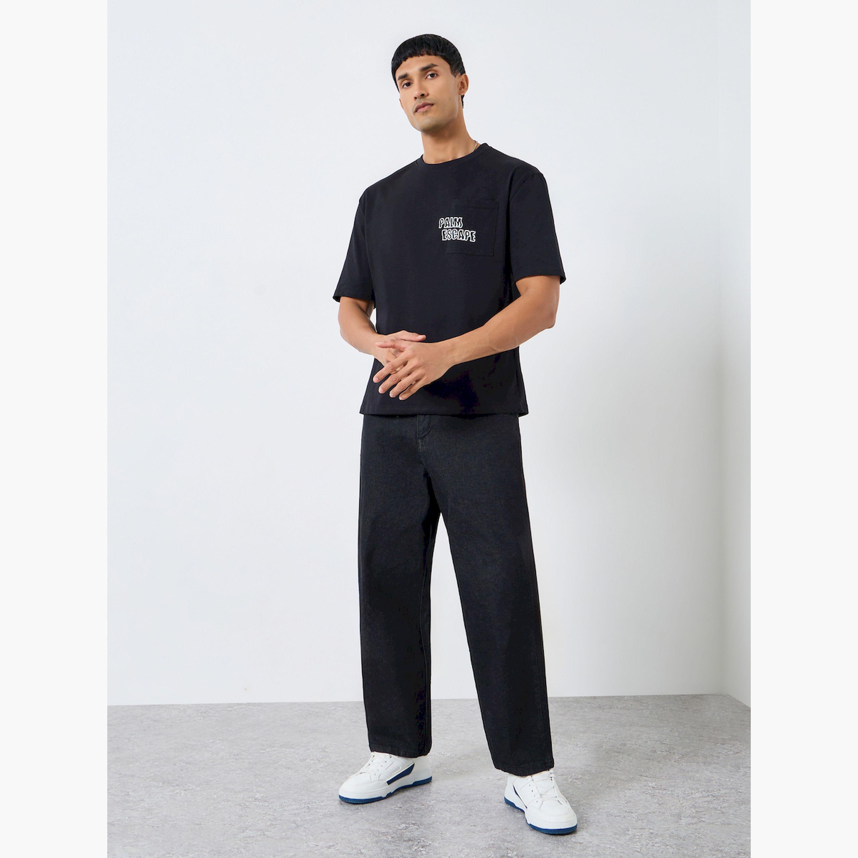 Styli Men Black Graphic Print Oversized T-Shirt-men-clothing-tshirtsandpolos-tshirts-image-2