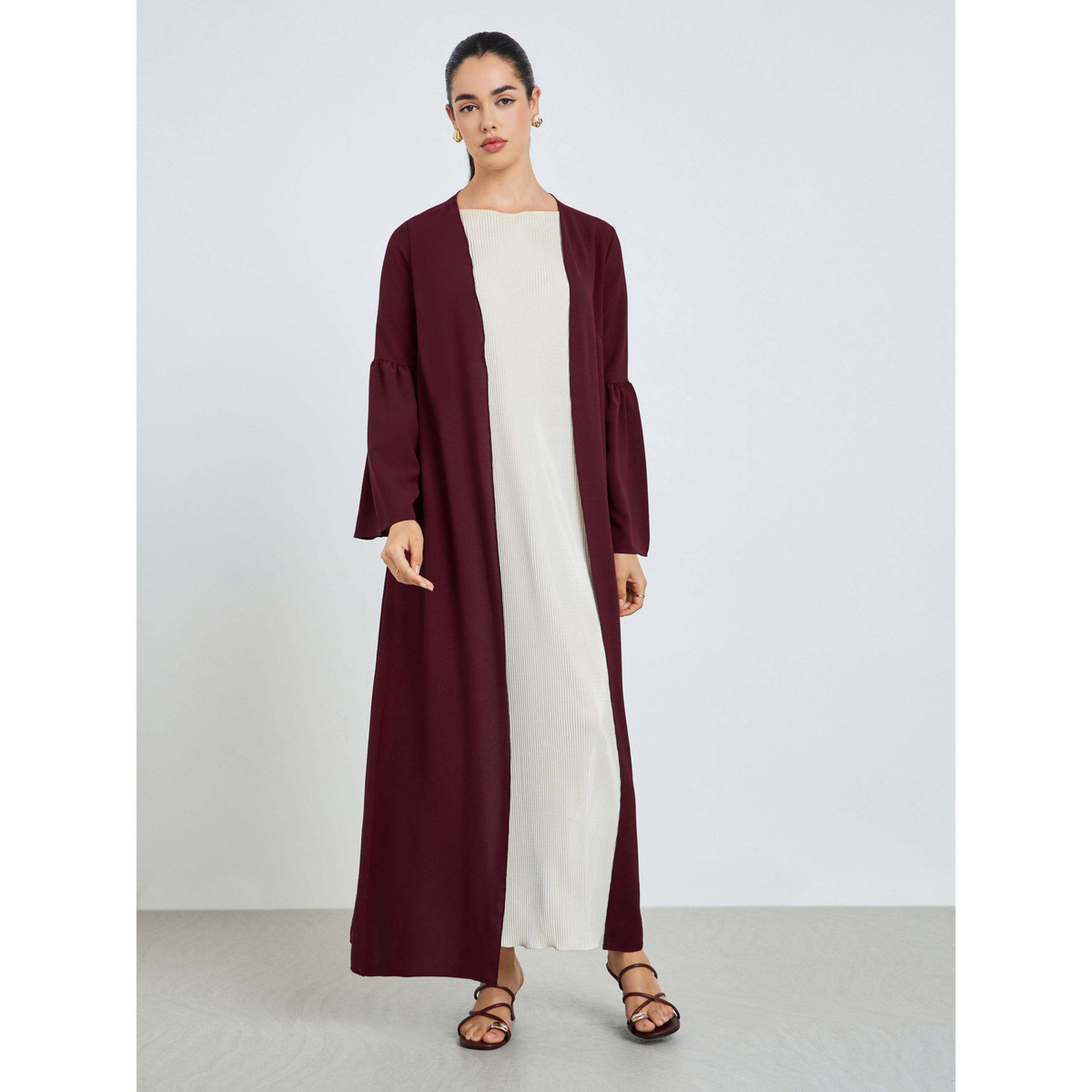 عباية طويلة سادة مفتوحة من الامام بأكمام واسعة-women-arabicclothing-abayas-image-1