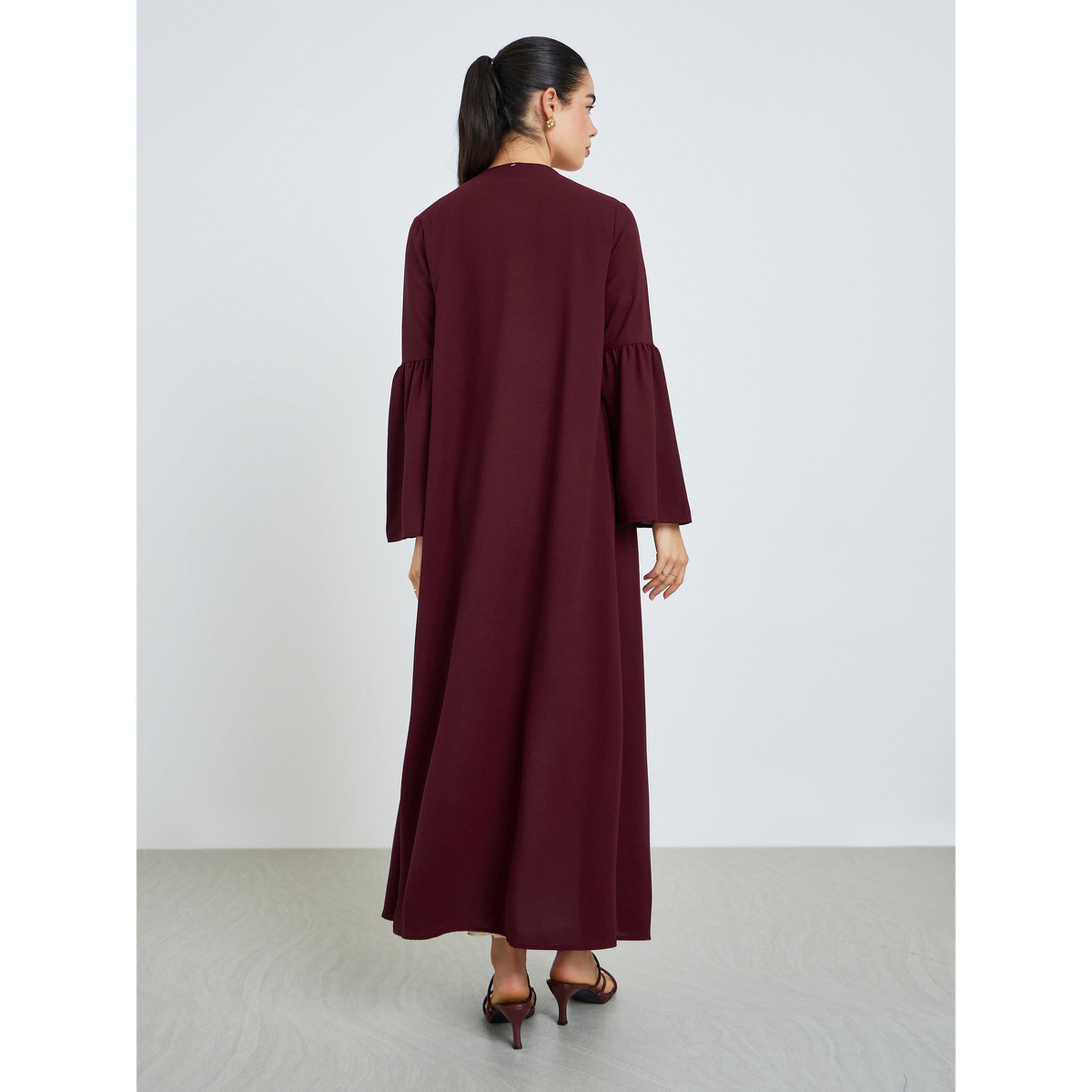 عباية طويلة سادة مفتوحة من الامام بأكمام واسعة-women-arabicclothing-abayas-image-5