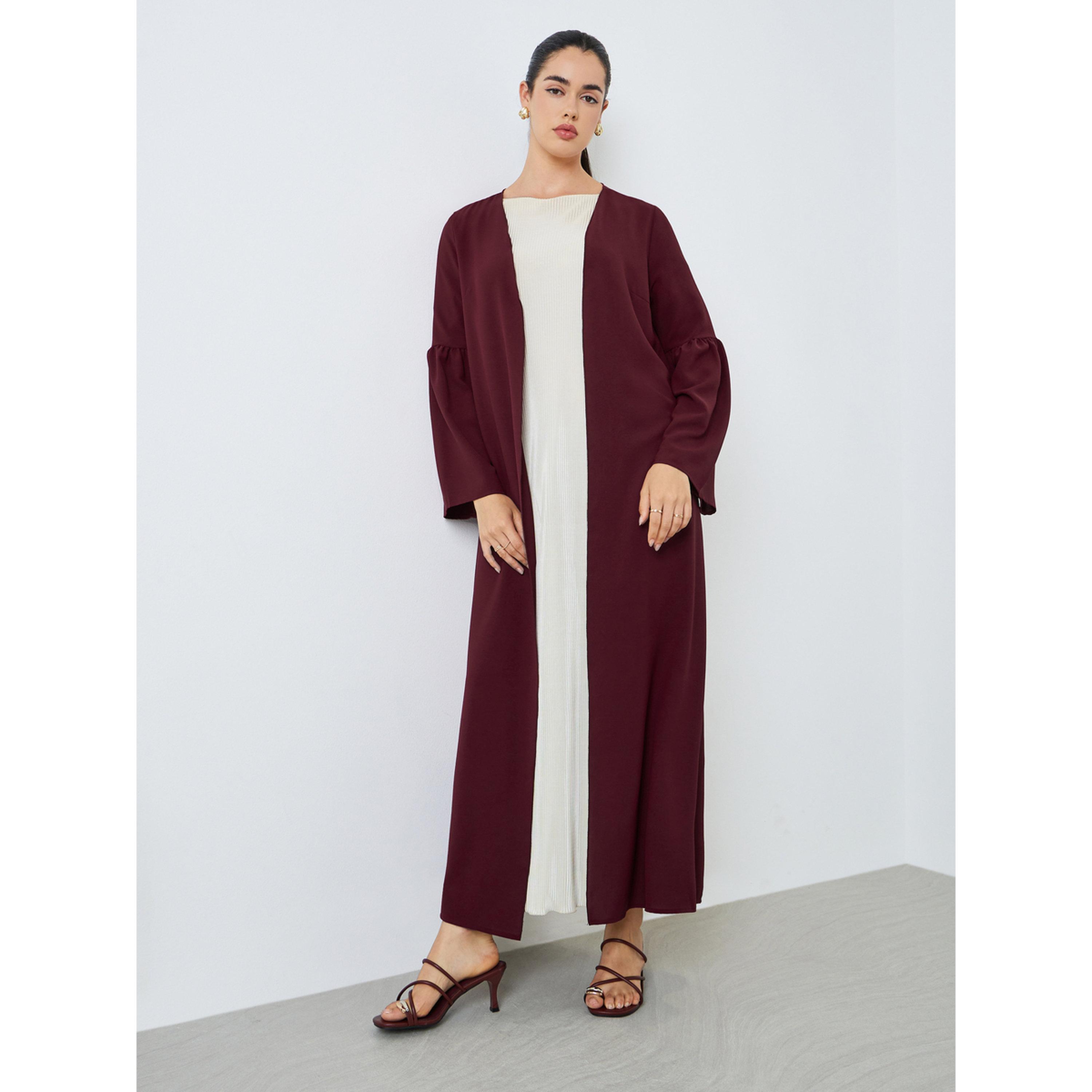 Styli Women Burgundy Solid Abaya-women-arabicclothing-abayas-image-6