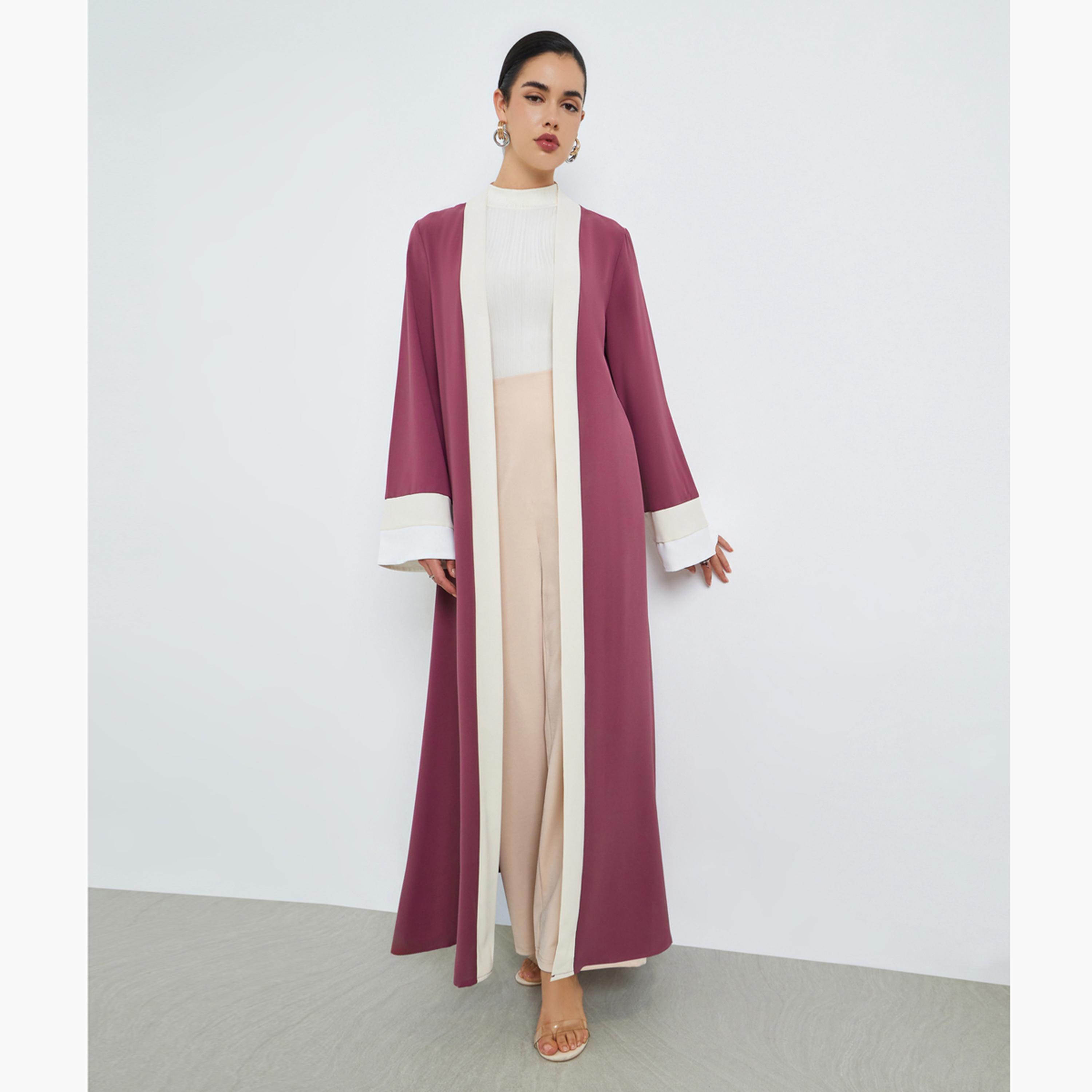Styli Women Rust Color Block Abaya-women-arabicclothing-abayas-image-1