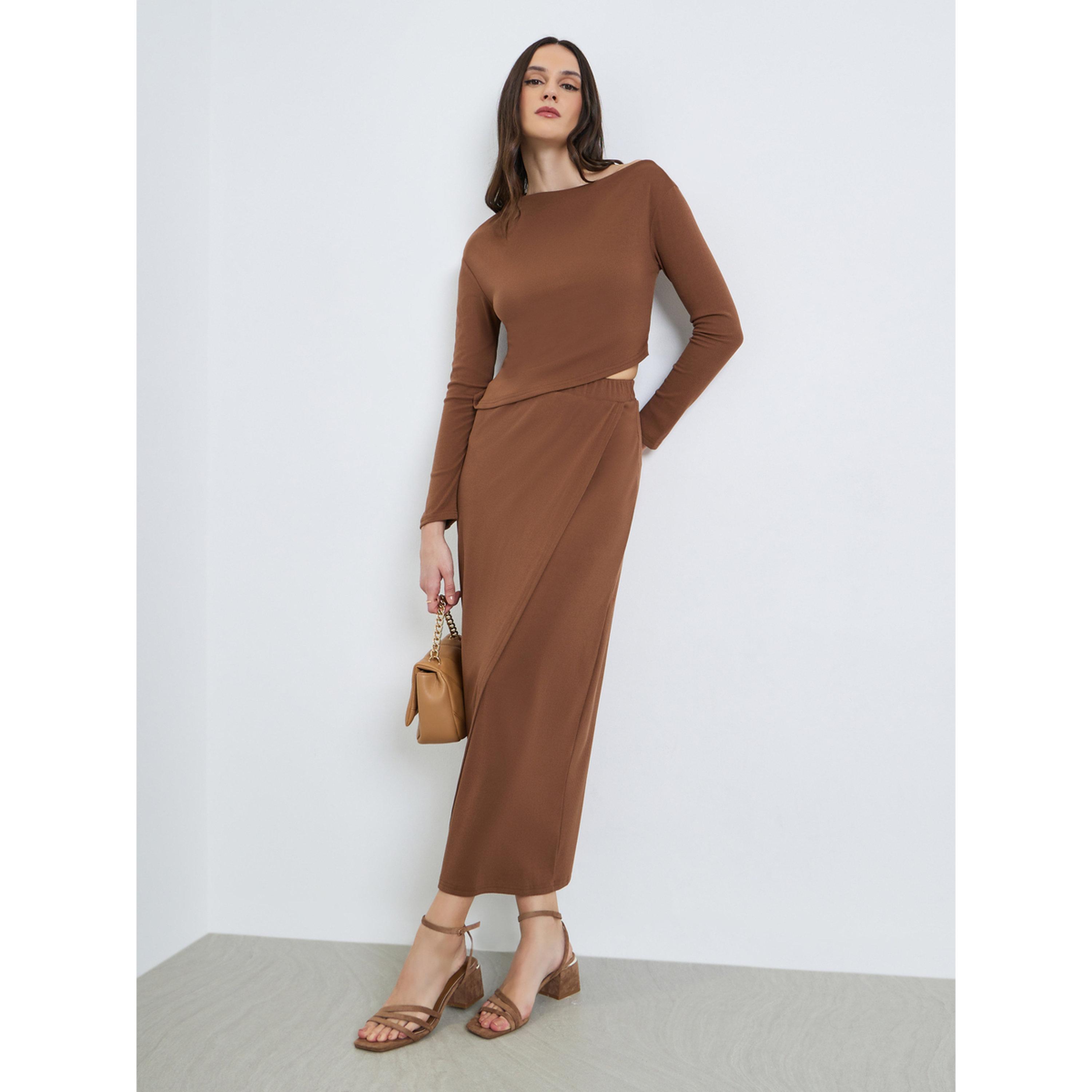 Styli Women Boat Neck Top and Skirts Co-Ords-women-clothing-coordsets-image-1