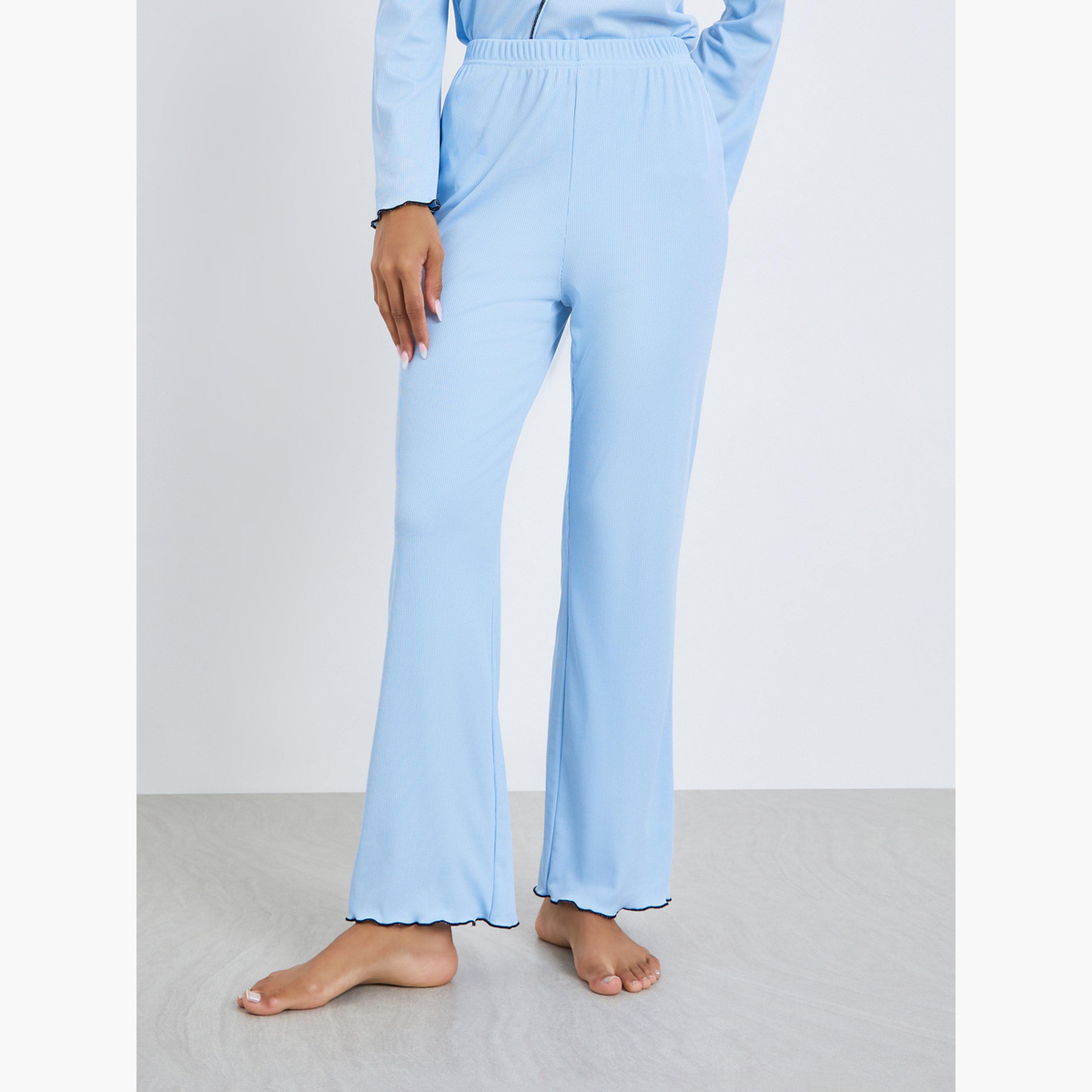 Styli Rib Overlock Seam Top and Pyjama Set-women-clothing-nightwear-pyjamas-longsets-image-4