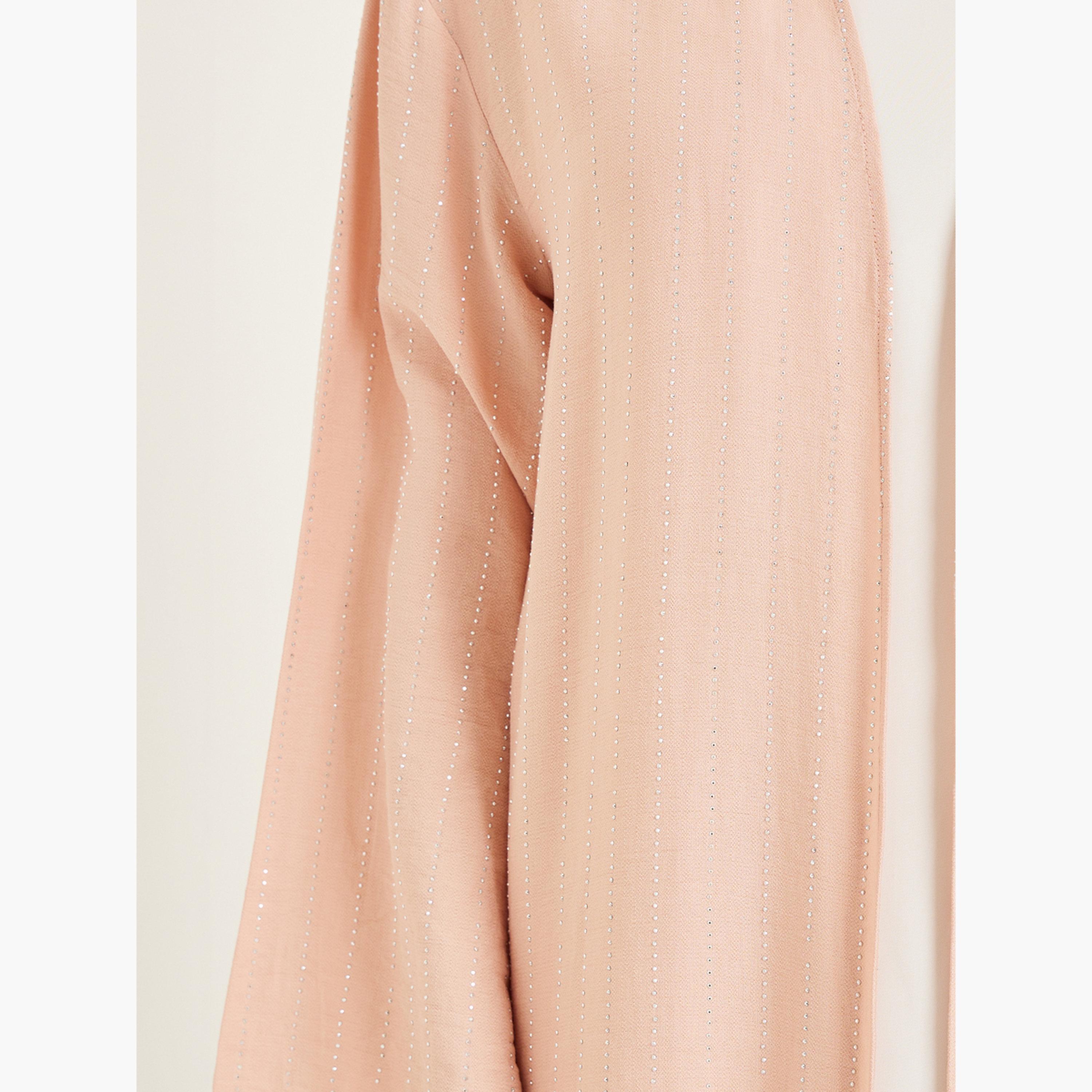 Styli Women Pink Embellished Stone Solid Abaya-women-arabicclothing-abayas-image-3