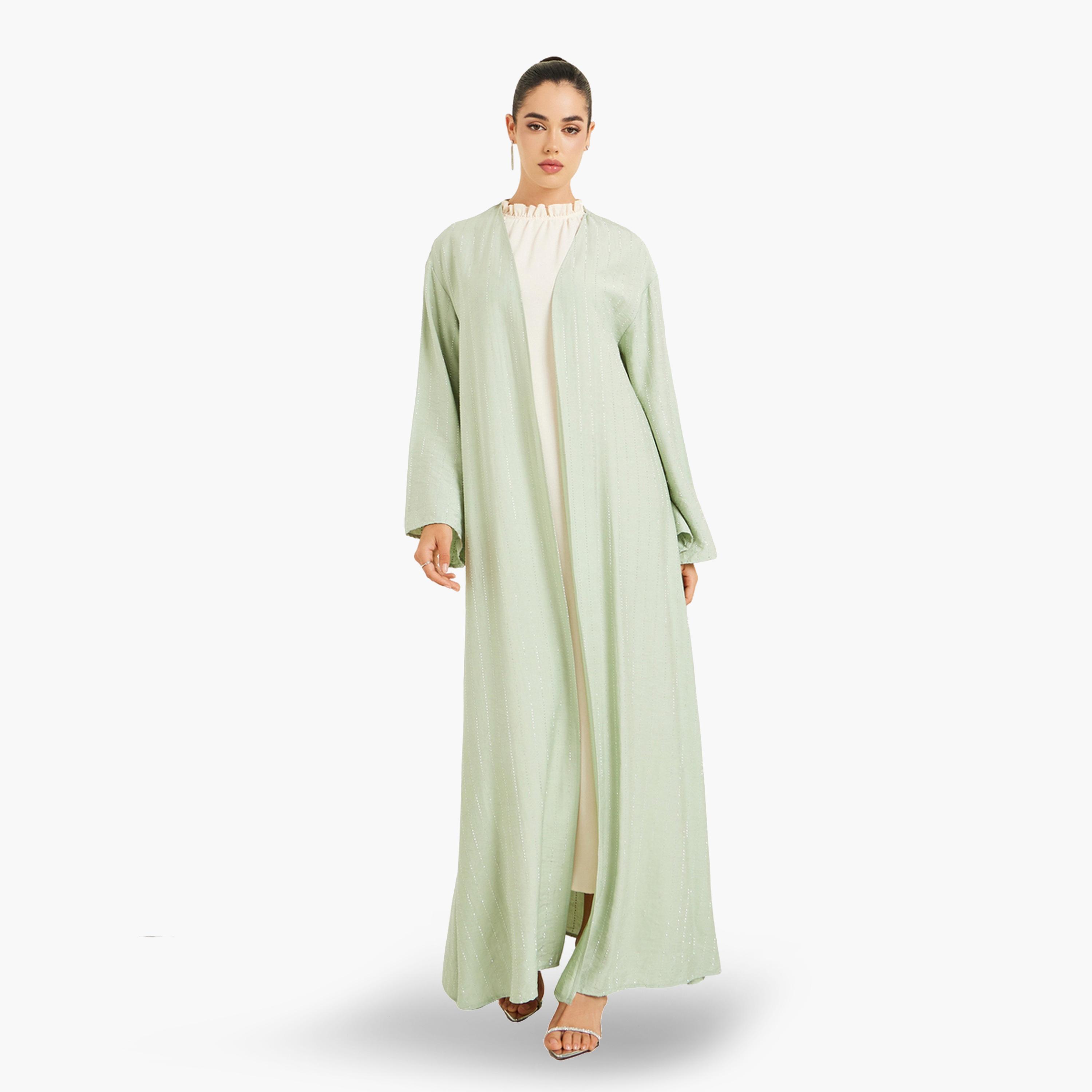 أميرة x ستايلي عباية مخططة وتفاصيل مزينة-women-arabicclothing-abayas-image-1