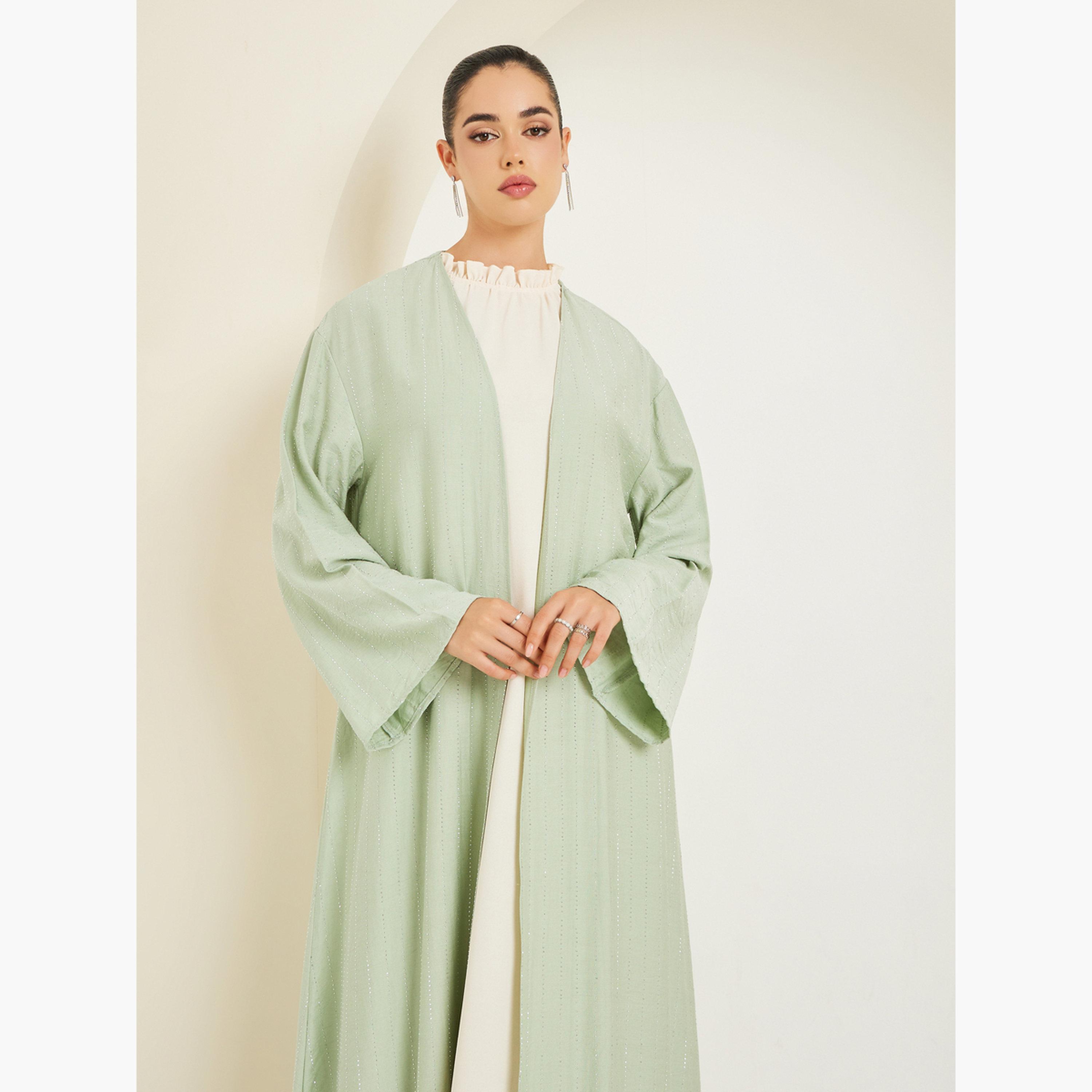 أميرة x ستايلي عباية مخططة وتفاصيل مزينة-women-arabicclothing-abayas-image-2