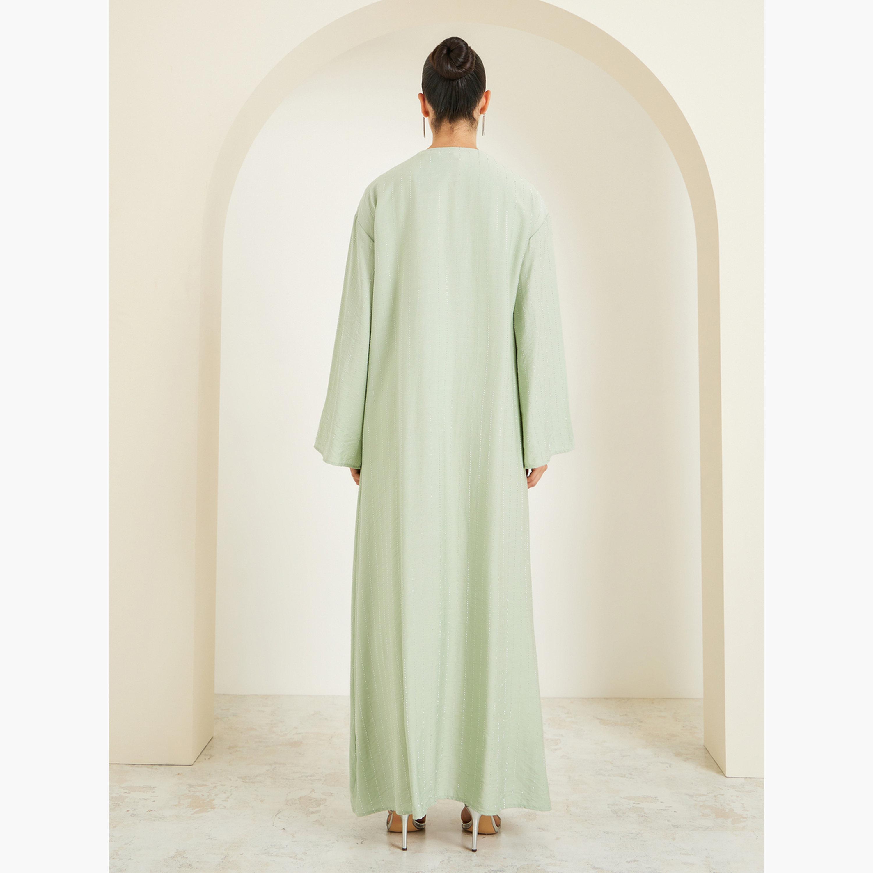 أميرة x ستايلي عباية مخططة وتفاصيل مزينة-women-arabicclothing-abayas-image-4