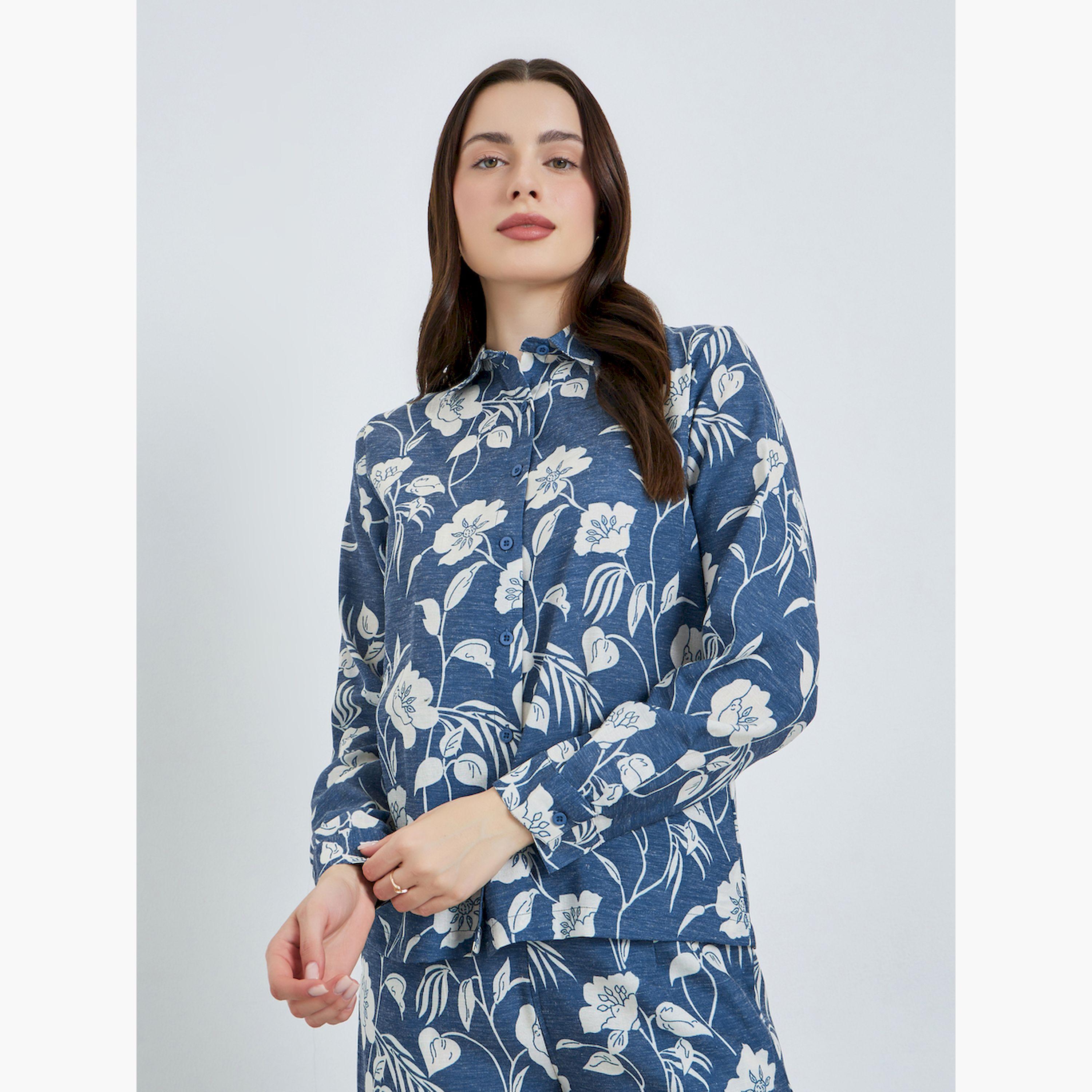 Styli Women Floral Print Shirt and Pants Co-Ords-women-clothing-coordsets-image-3