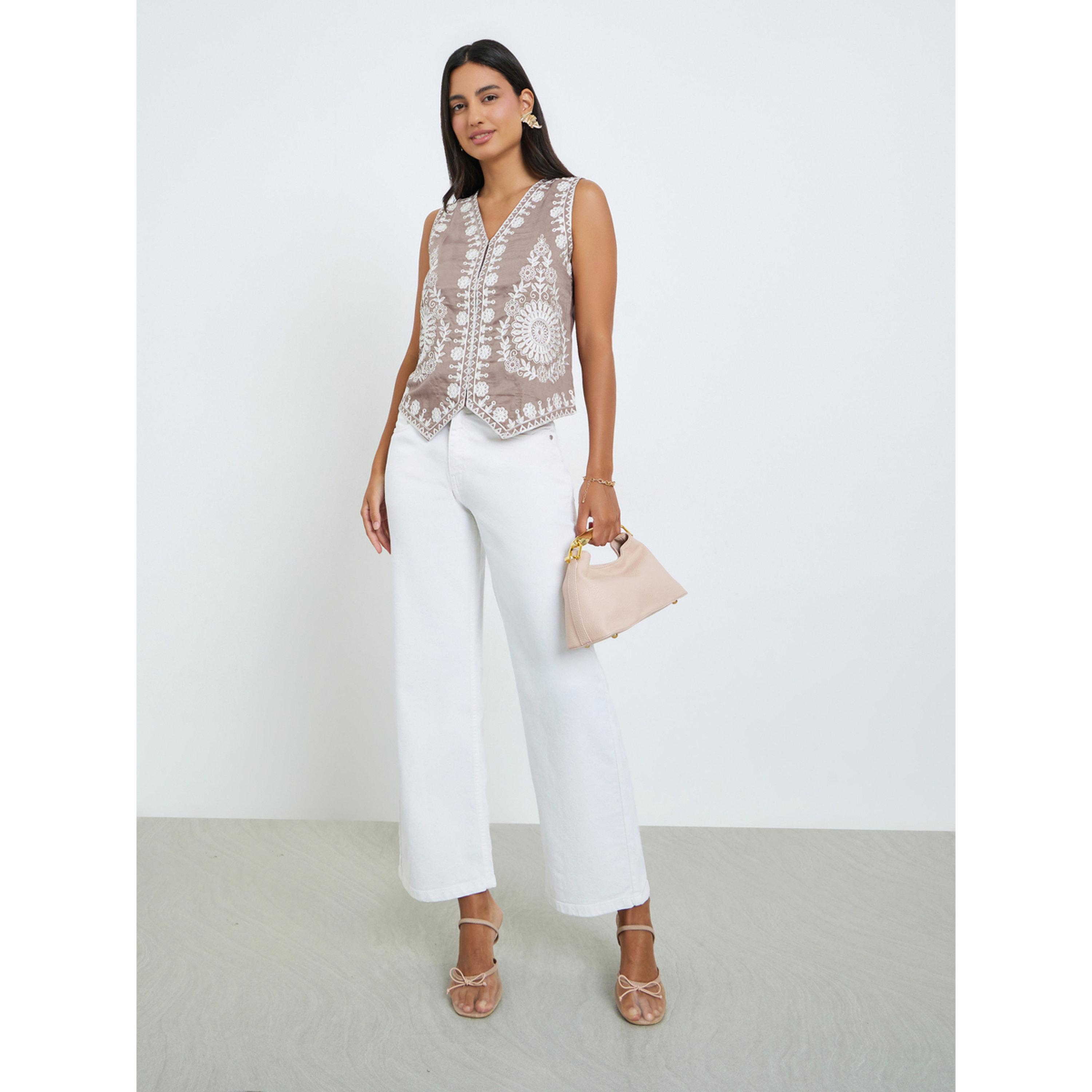 Styli Sleeveless V-Neck Embroidered Waistcoat-women-clothing-tshirts-image-2