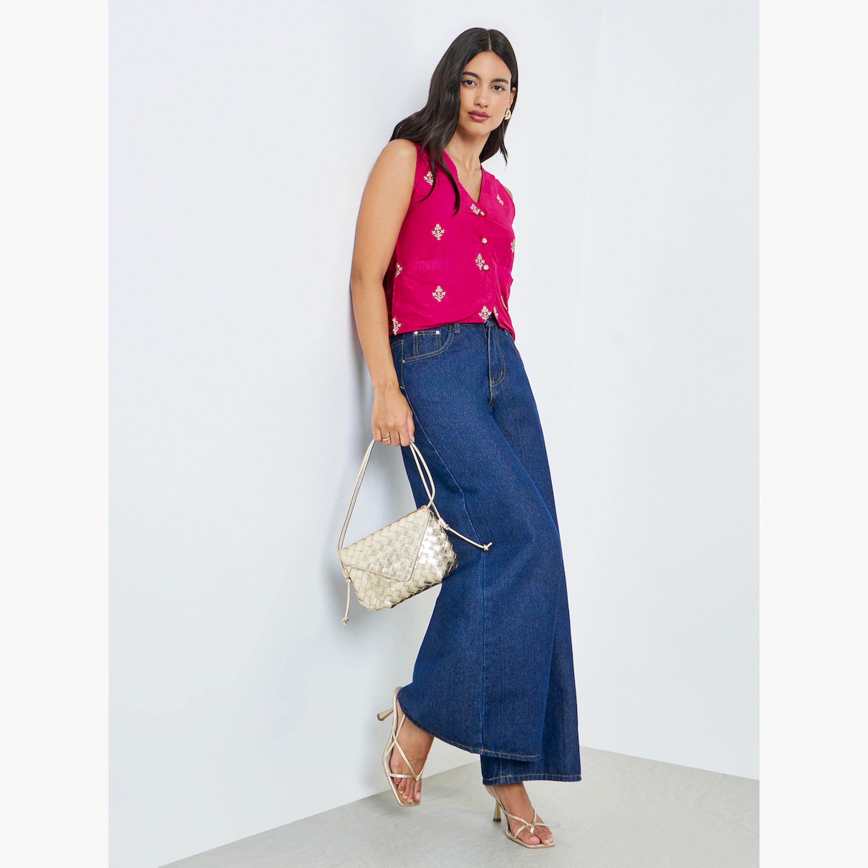 Styli Pink Embroidered Sleeveless Waistcoat-women-clothing-shirtsandblouses-blouses-image-2