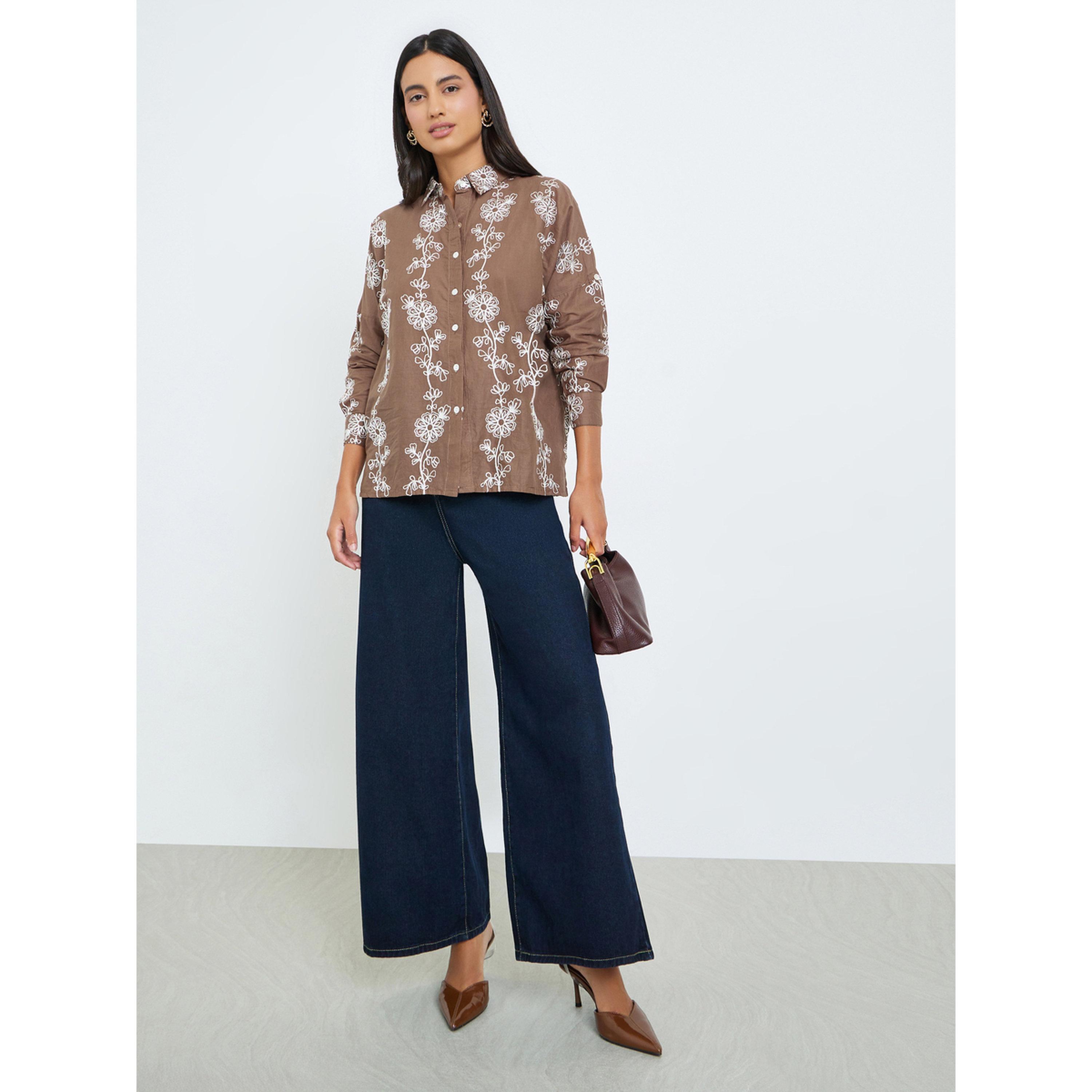 بلوزة قطن بقصة عادية وتطريز-women-clothing-shirtsandblouses-shirts-image-2