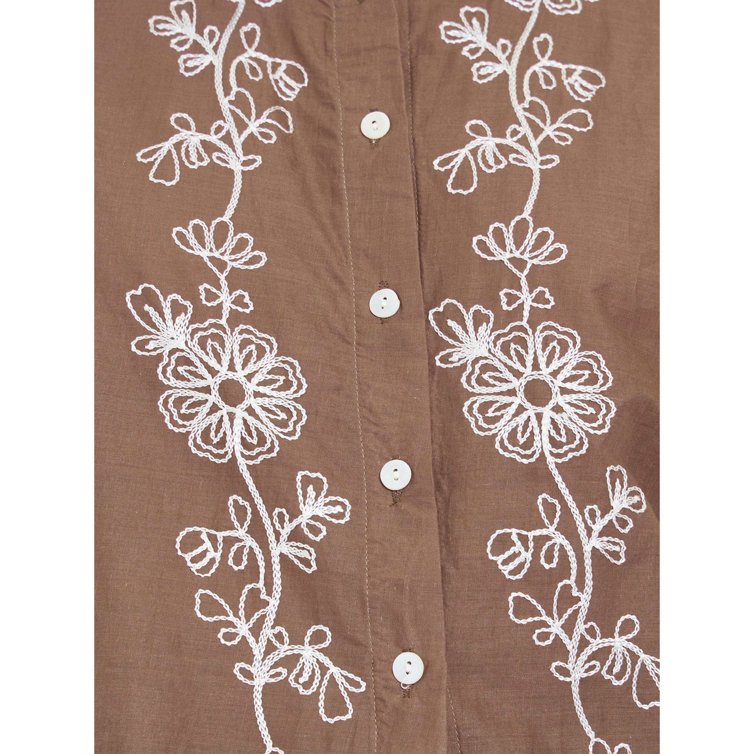 Styli Brown Embroidered Cotton Regular Fit Shirt-women-clothing-shirtsandblouses-shirts-image-6