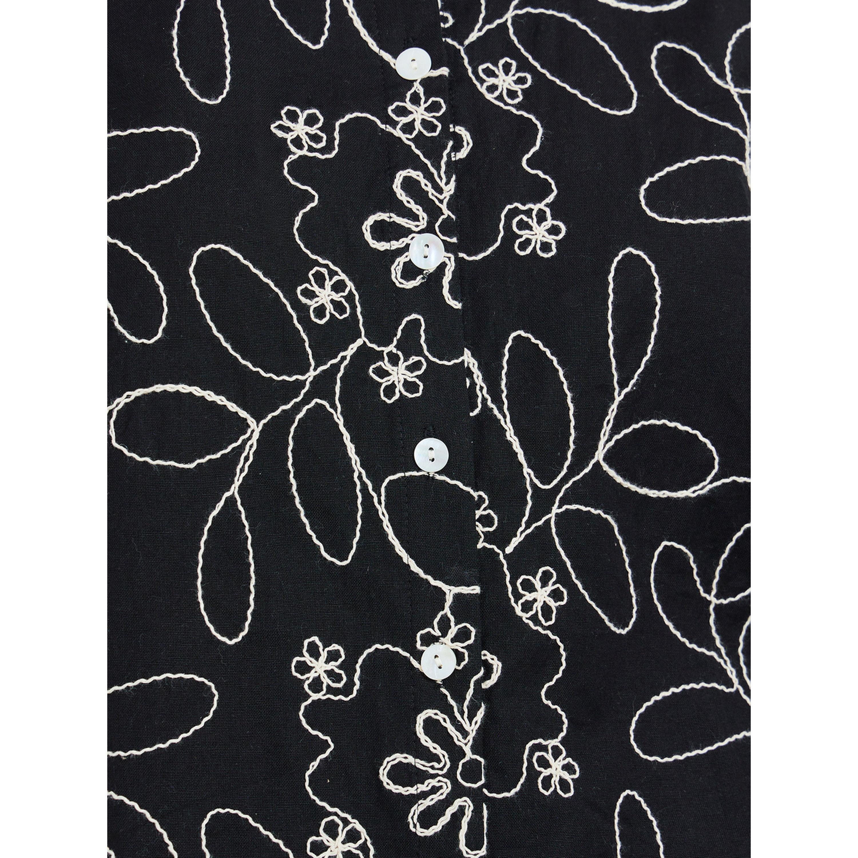 Styli Black Embroidered Cotton Oversized Shirt-women-clothing-shirtsandblouses-shirts-image-5