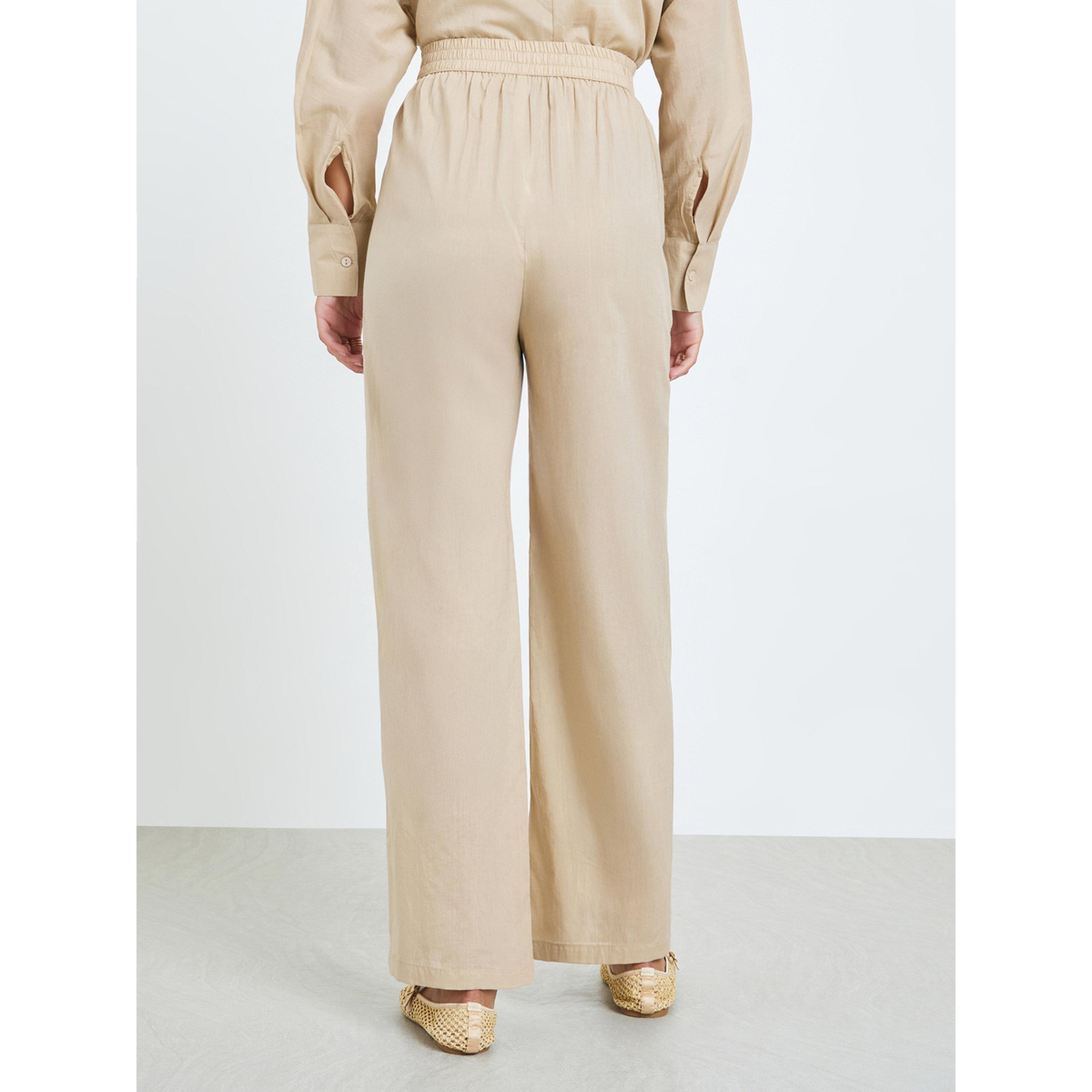 Styli Beige Oversized Cotton Shirt and Pants Co-ords-women-clothing-coordsets-image-5
