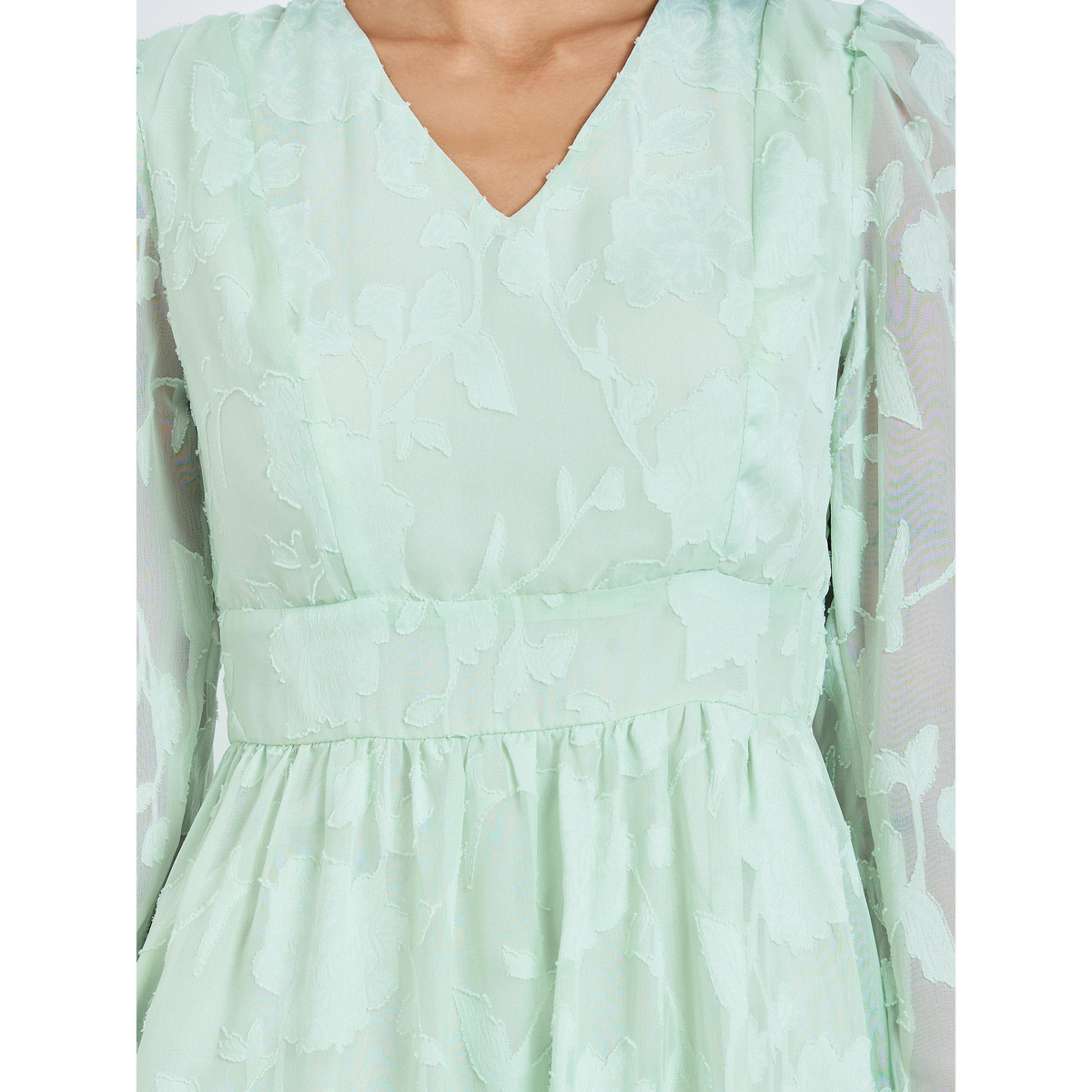 Styli Green Floral Jacquard A-Line Midi Dress-women-clothing-dresses-image-5