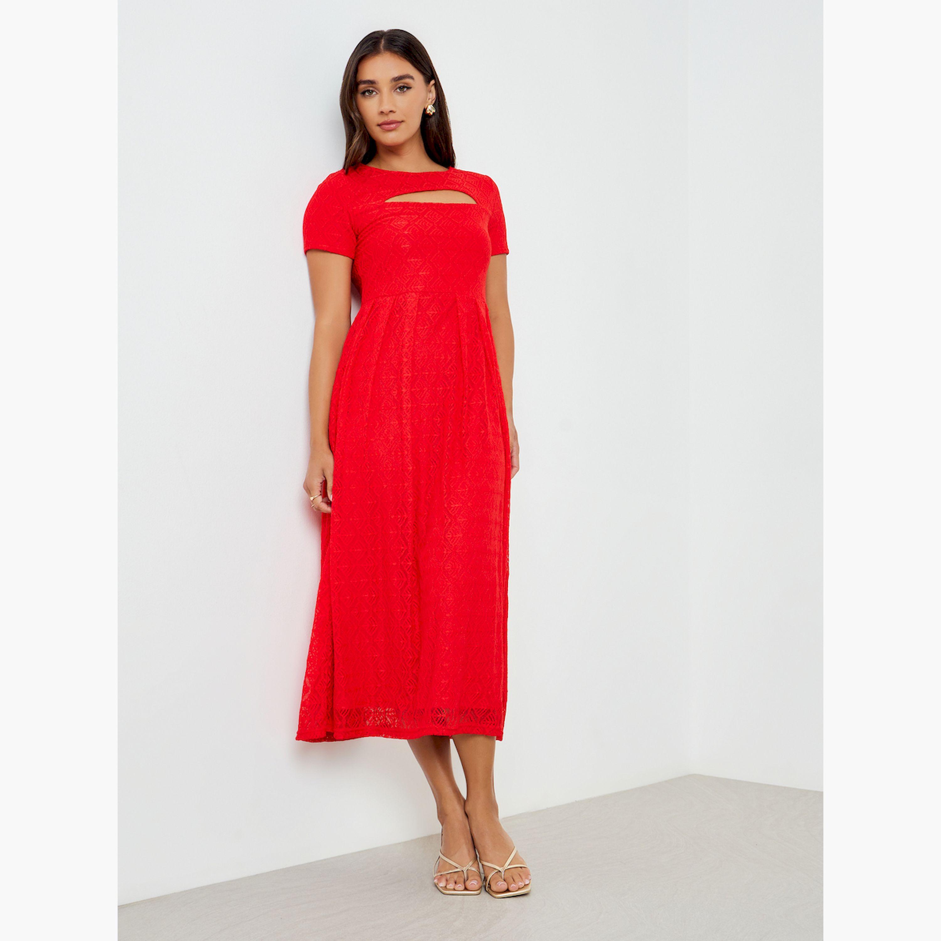 Styli Red Lace Overlay Cut-Out Midi Dress-women-clothing-dresses-image-3