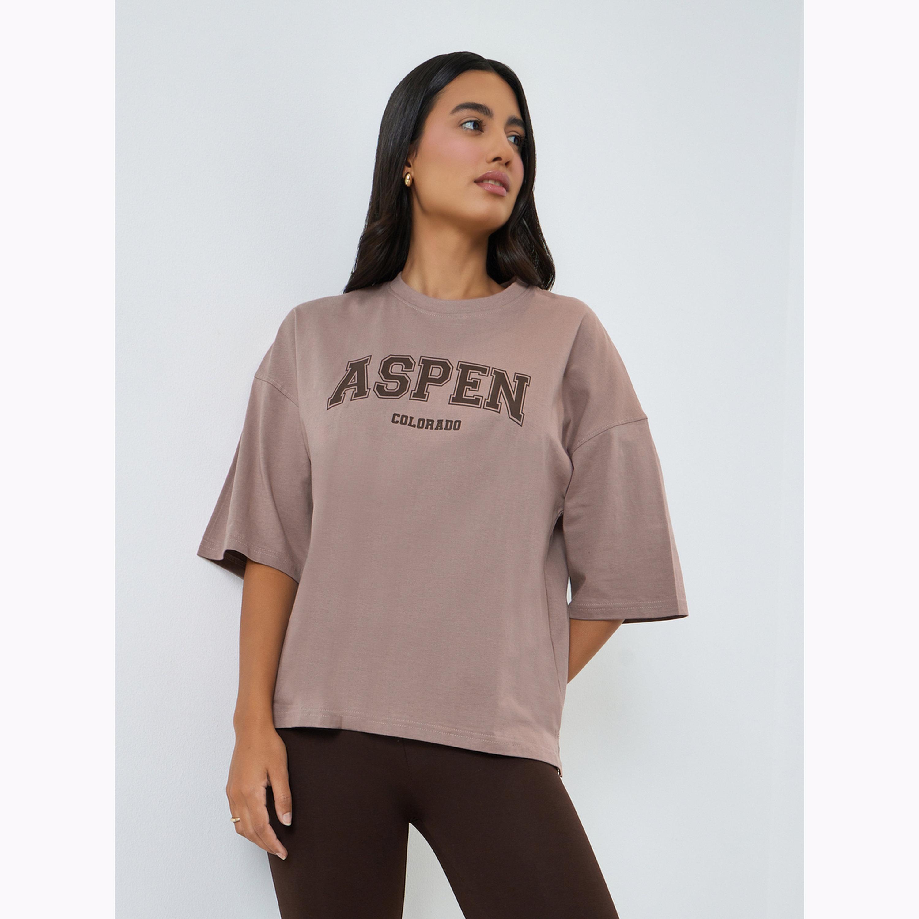 Styli Slogan Print Oversized T-Shirt and Leggings Co-Ords-women-clothing-coordsets-image-2