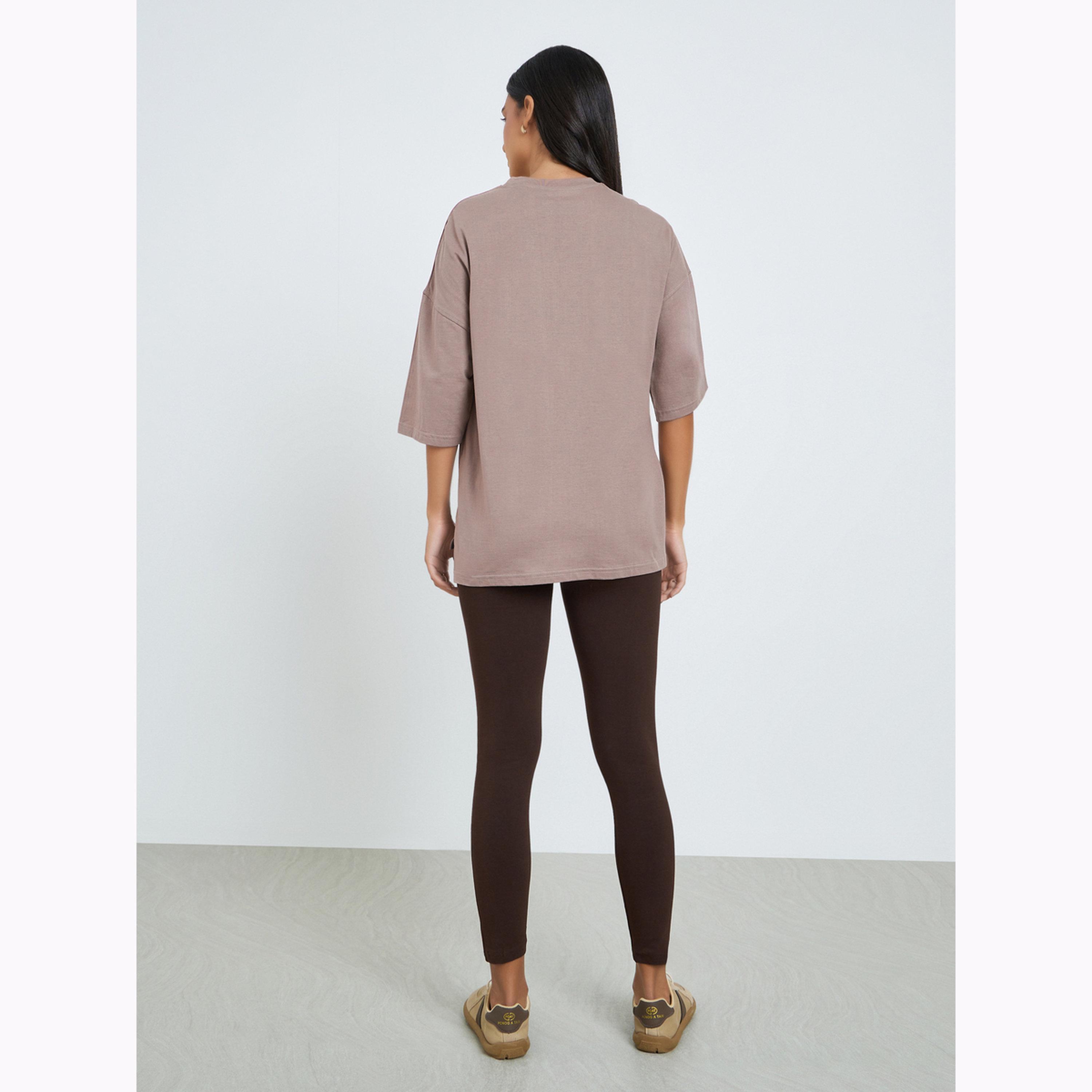 Styli Slogan Print Oversized T-Shirt and Leggings Co-Ords-women-clothing-coordsets-image-3