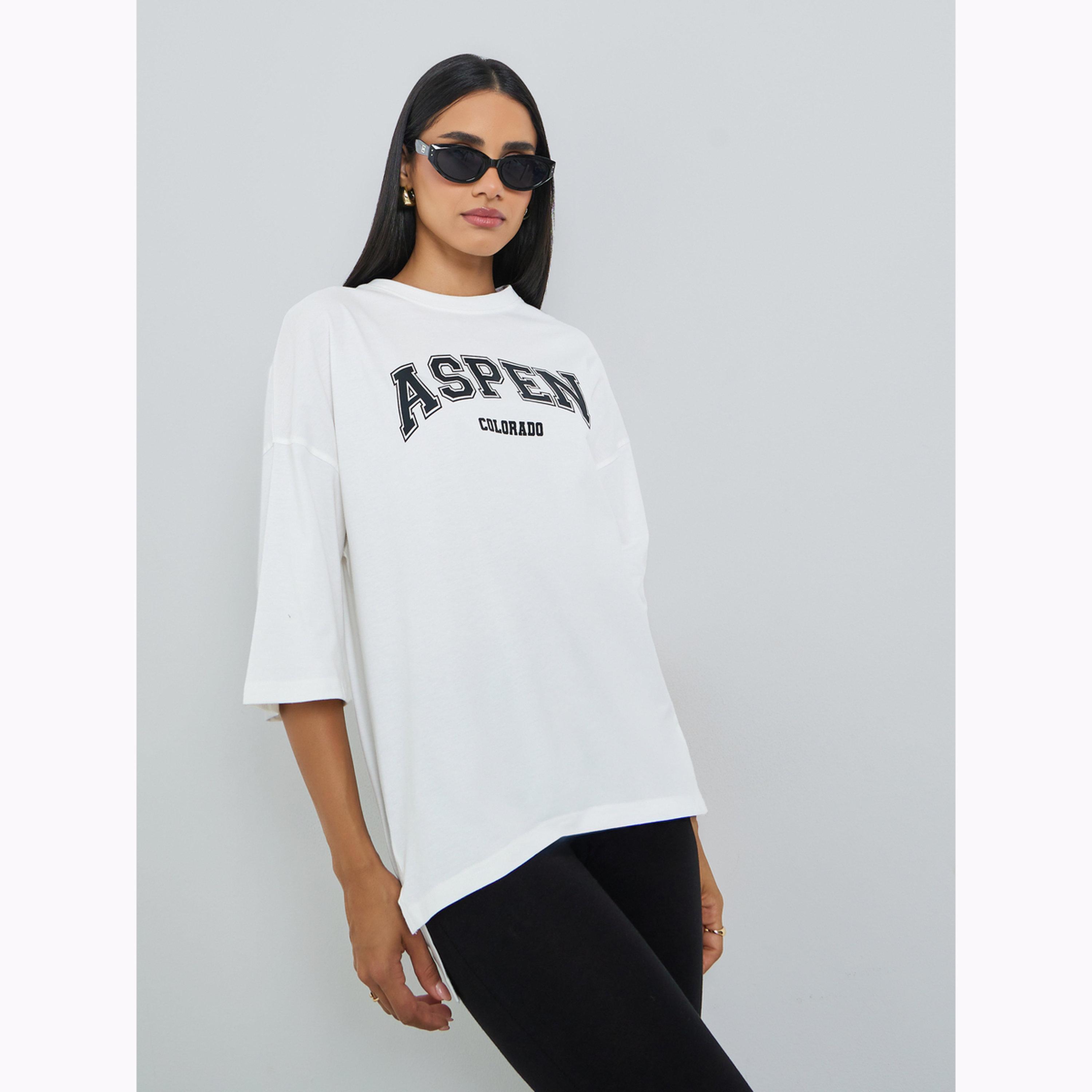 Styli Slogan Print Oversized T-Shirt and Leggings Co-Ords-women-clothing-coordsets-image-2