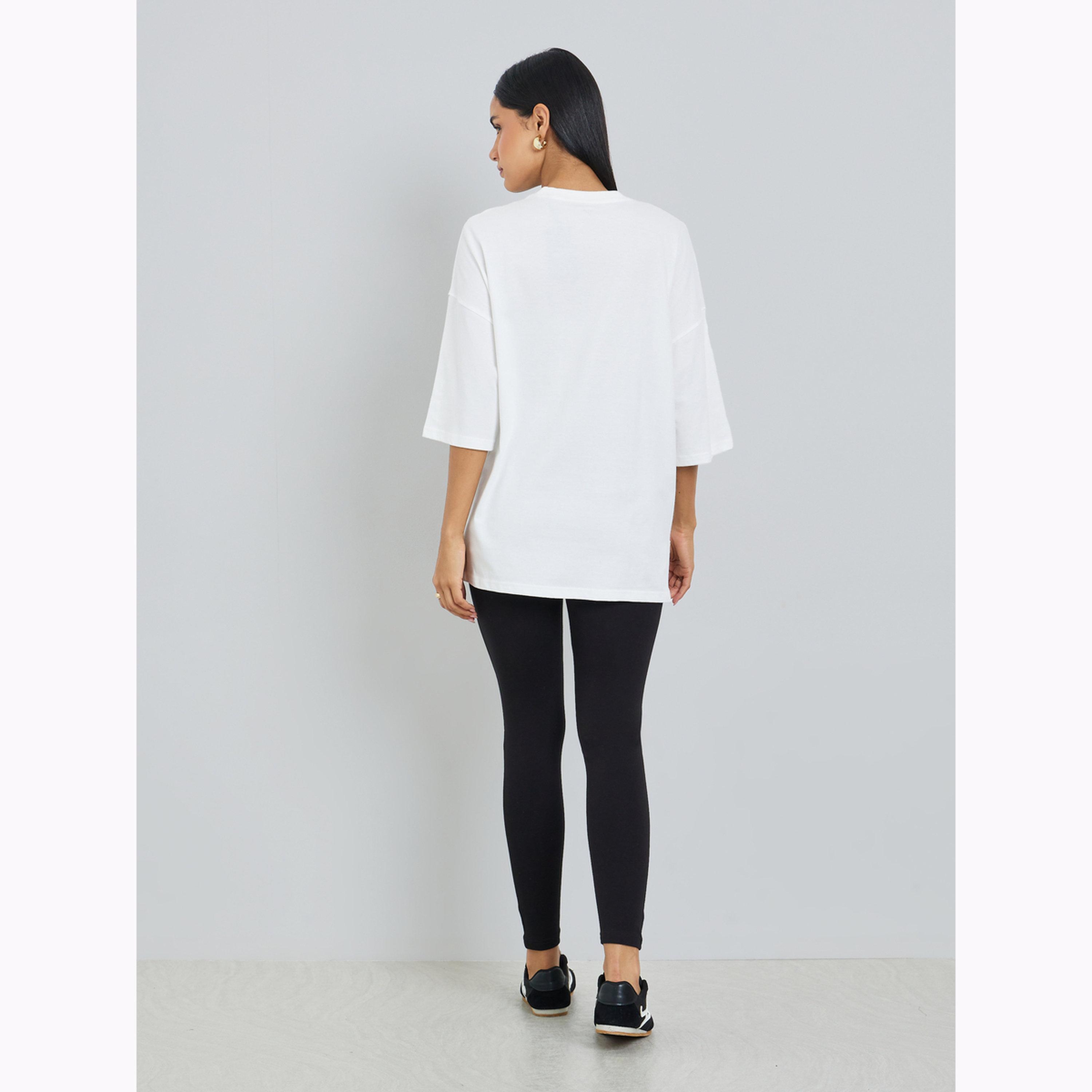 طقم منسق من ليقنز وتيشيرت فضفاض بطبعة شعار-women-clothing-coordsets-image-3